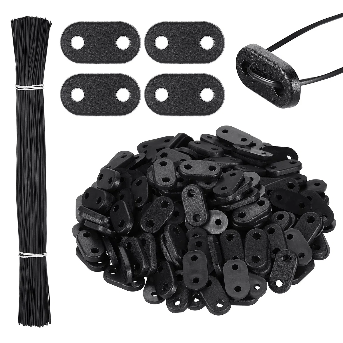 Photect 200 Sets Fixation pour Clôture Brise-Vue 200 Clips Montage en PVC Résistant aux Intempéries 200 Attaches Câble Fil Plaque de Montage pour Jardin Balcon
