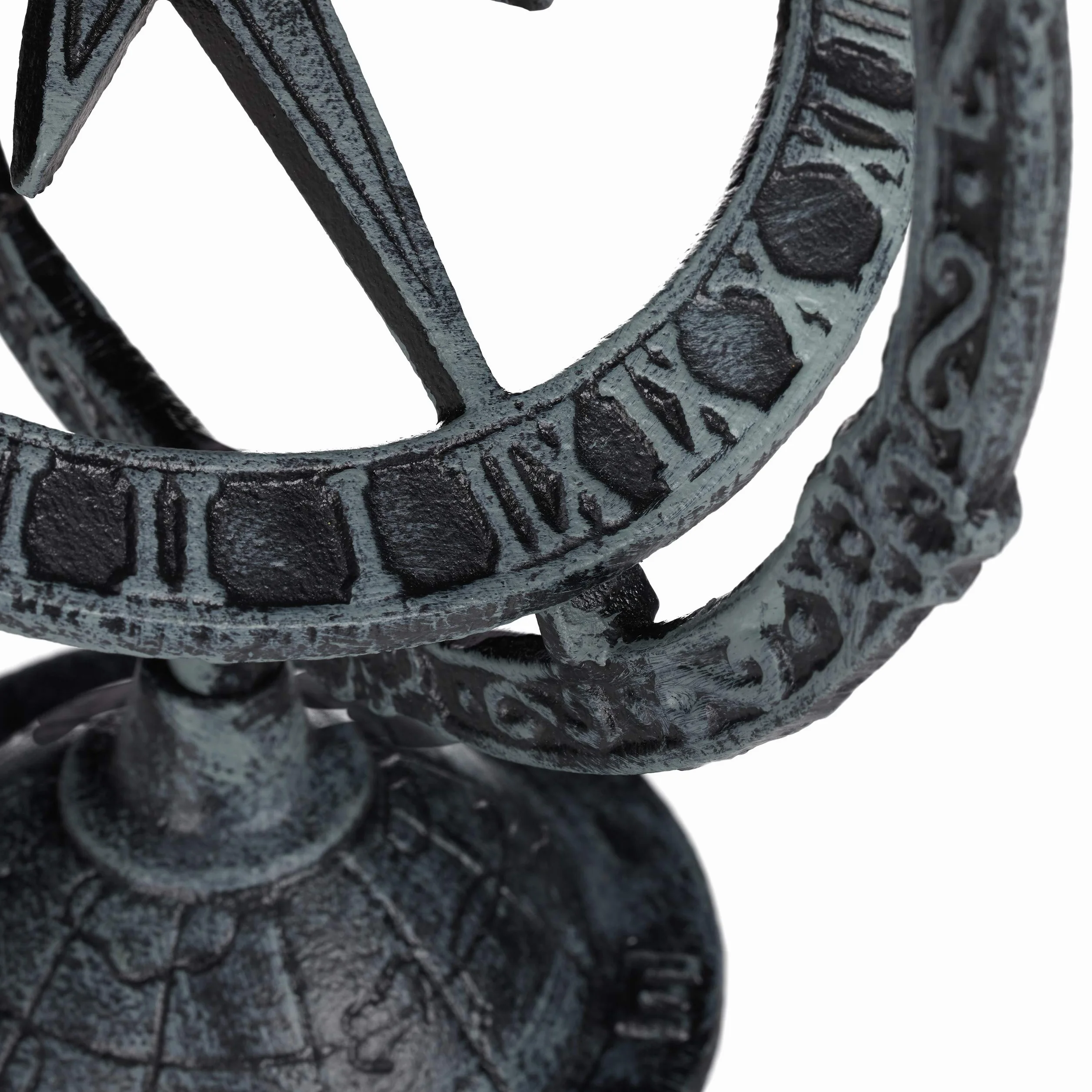 Relaxdays Cadran Solaire de Jardin, Fonte de Fer, Horloge Soleil au Design Antique, résistant, 27 x 26 x 18 cm, Gris