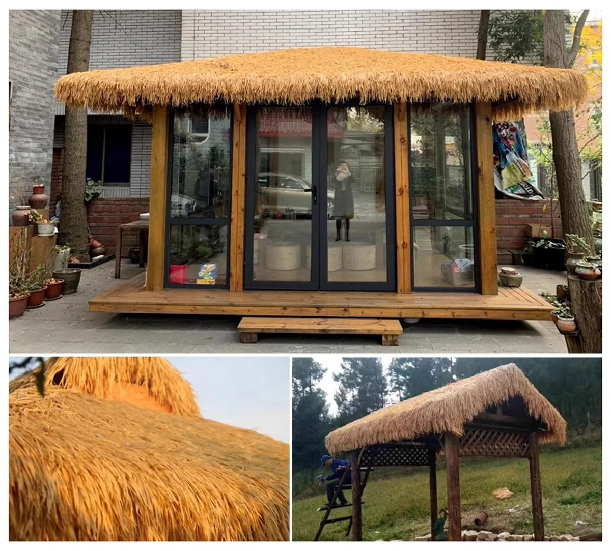 Toit De Paille En Herbe Chaume De Palmier Synthétique Pour Toiture De Paillote, Bar Tiki Ou Parasol De Jardin, Idéal Pour Ambiance Plage, Facile À Poser Artisanat De Bricolage D'art Commercial(0.5m x