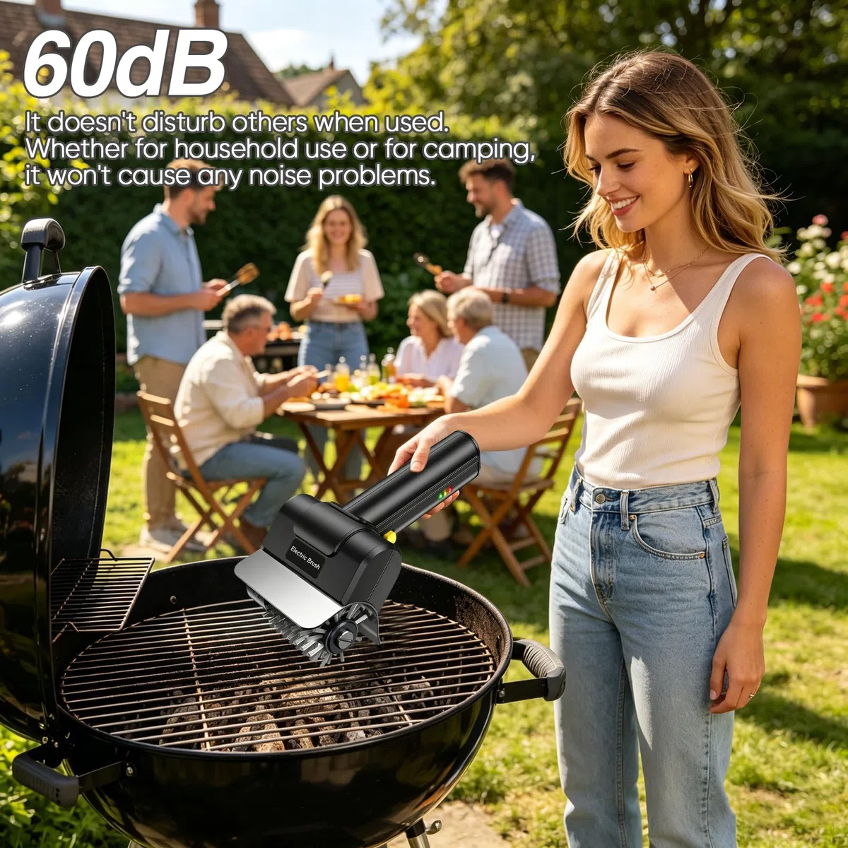 Brosse électrique pour Barbecue,Brosse Electrique Barbecue,Brosse de Nettoyage de Gril sans Fil avec Gant et Brosse,Moteur de 300 W,Rechargeable Nettoyeur de BBQ pour Grilles de Barbecues (Noir)