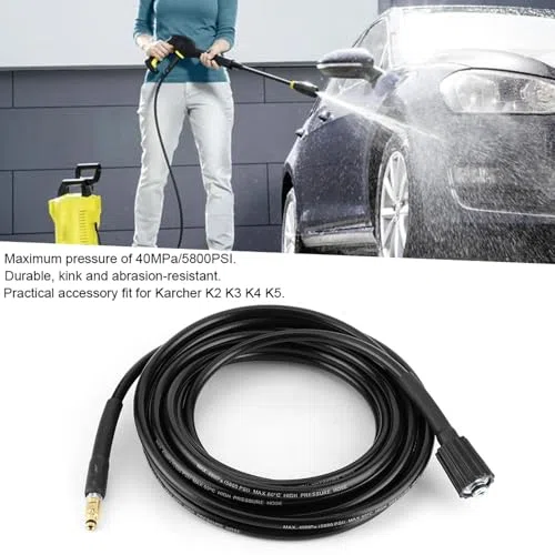 Tuyau de Nettoyeur Haute Pression, Tuyau de Nettoyeur Automatique 40MPa/5800PSI Remplacement de Tuyau en Caoutchouc de Nettoyage à Haute Pression pour K2(8 meters)
