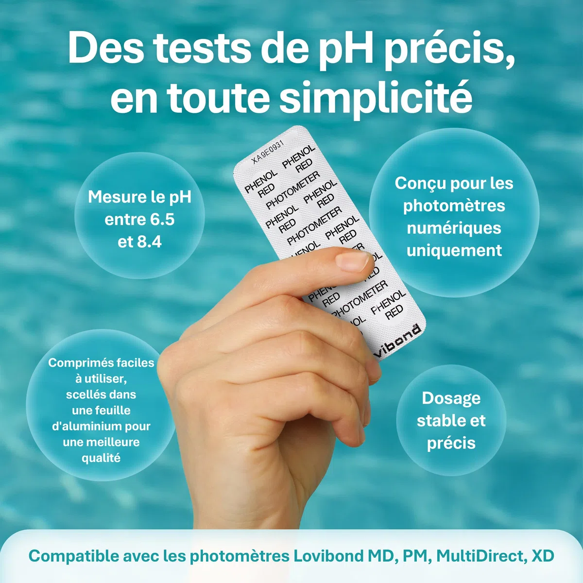 Comprimés de Phenol Red Lovibond – Boîte de 250 – Réactifs de Qualité Professionnelle pour Photomètres Numériques | Analyse de l’Eau Fiable, Simple d’Utilisation et Précise
