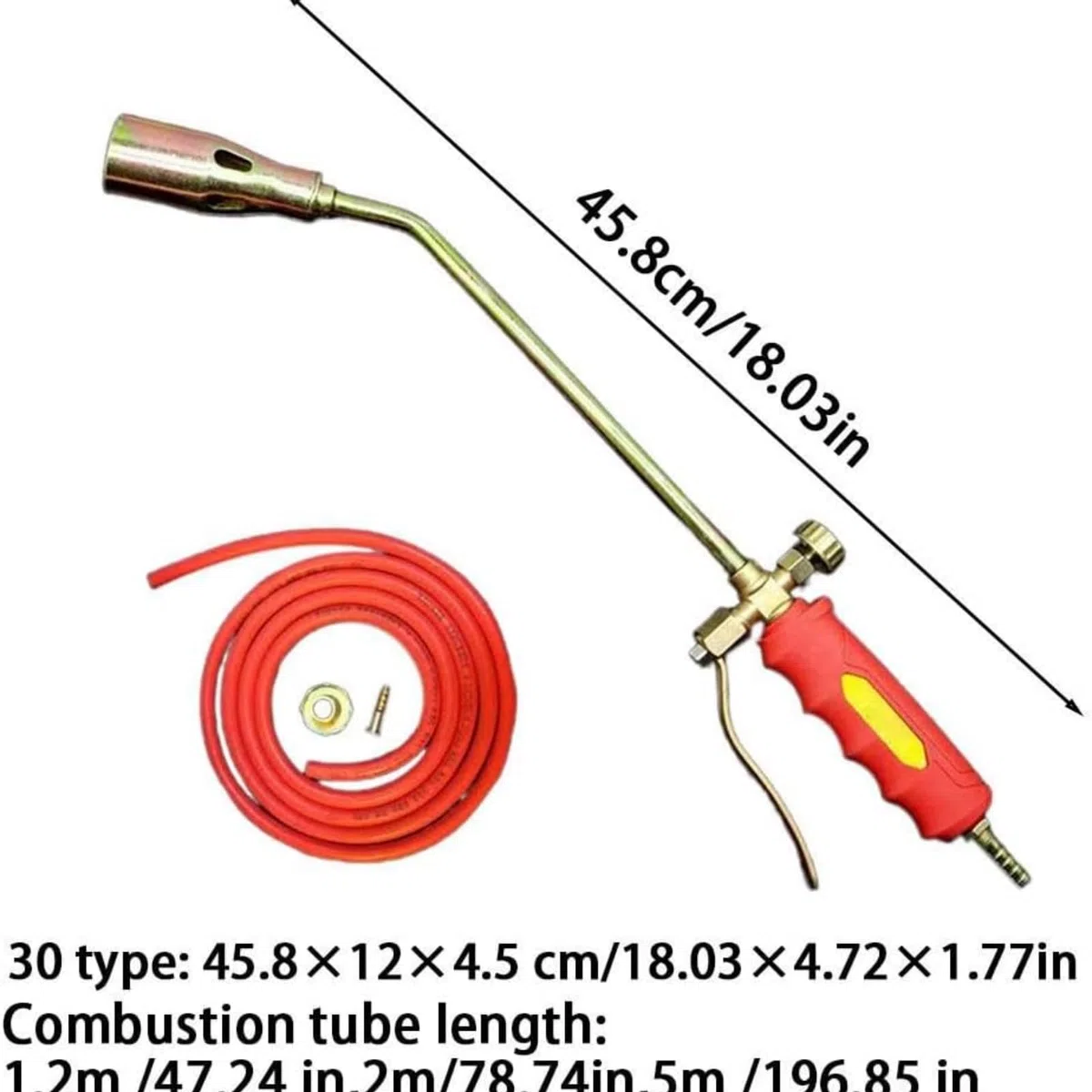 Nouveau Kit Torche Propane 2025 pour Brûleur d'Herbes, Torche Propane Portable avec Tuyau, Torche Haute Puissance pour Désherbage dans le Jardin, Toits, Glace, Neige (Diamètre 50mm, Tuyau Gaz 5 m)
