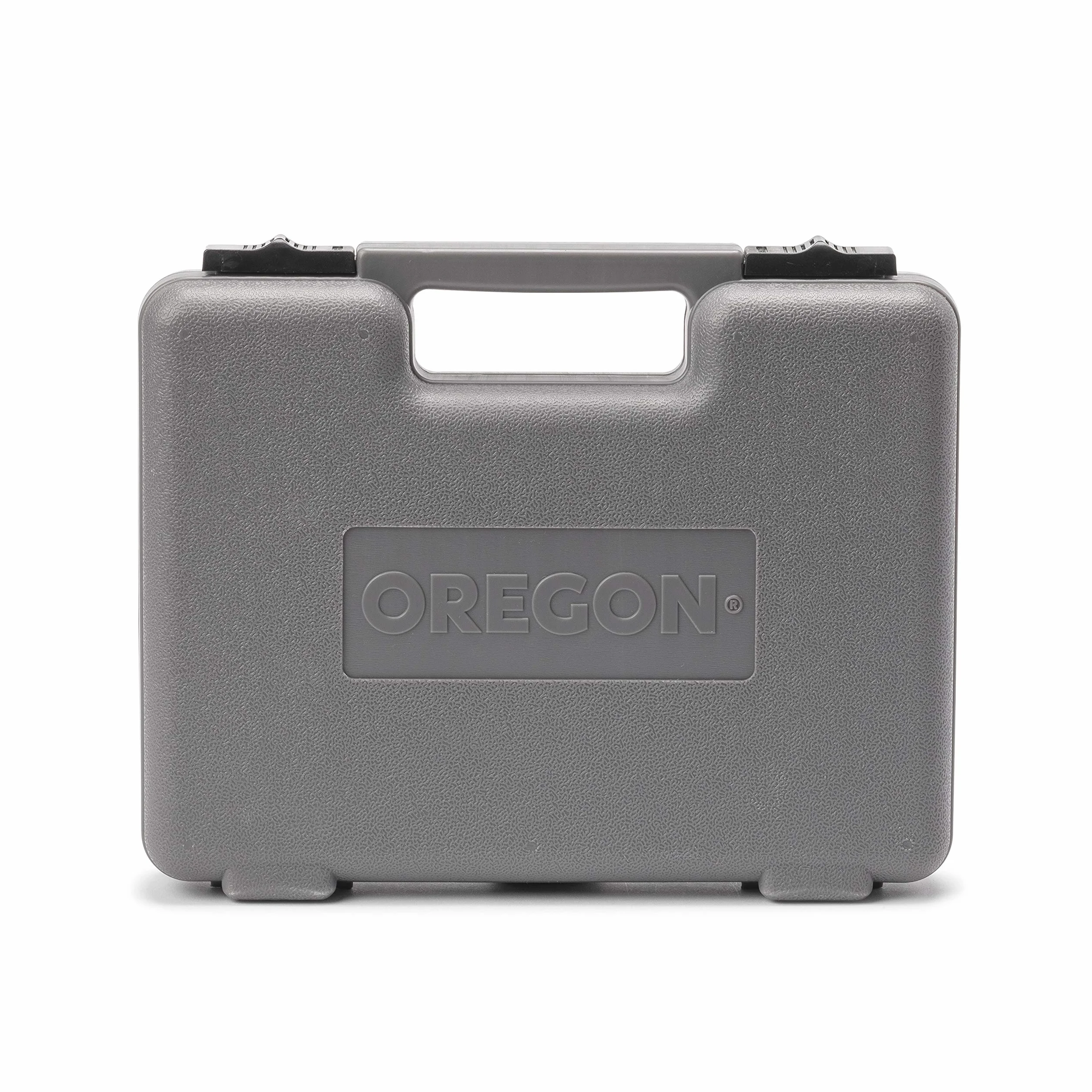 Oregon Kit d'entretien pour Chaîne de Tronconneuse, Kit d'Affûtage Chaine Tronçonneuse avec Boîte de Rangement, Contient Limes, Poignées, Profondimètre, Étau, Gauge, Cales et Accessoires (601981)