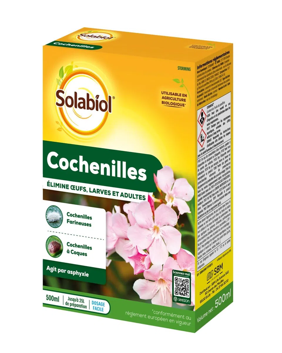 SOLABIOL Anti Cochenilles - 500ml - 25L De Solution - Élimine Oeufs Larves & Adultes - Effets Rapides En 24/48H - Utilisable En Agriculture Biologique SOCOC500