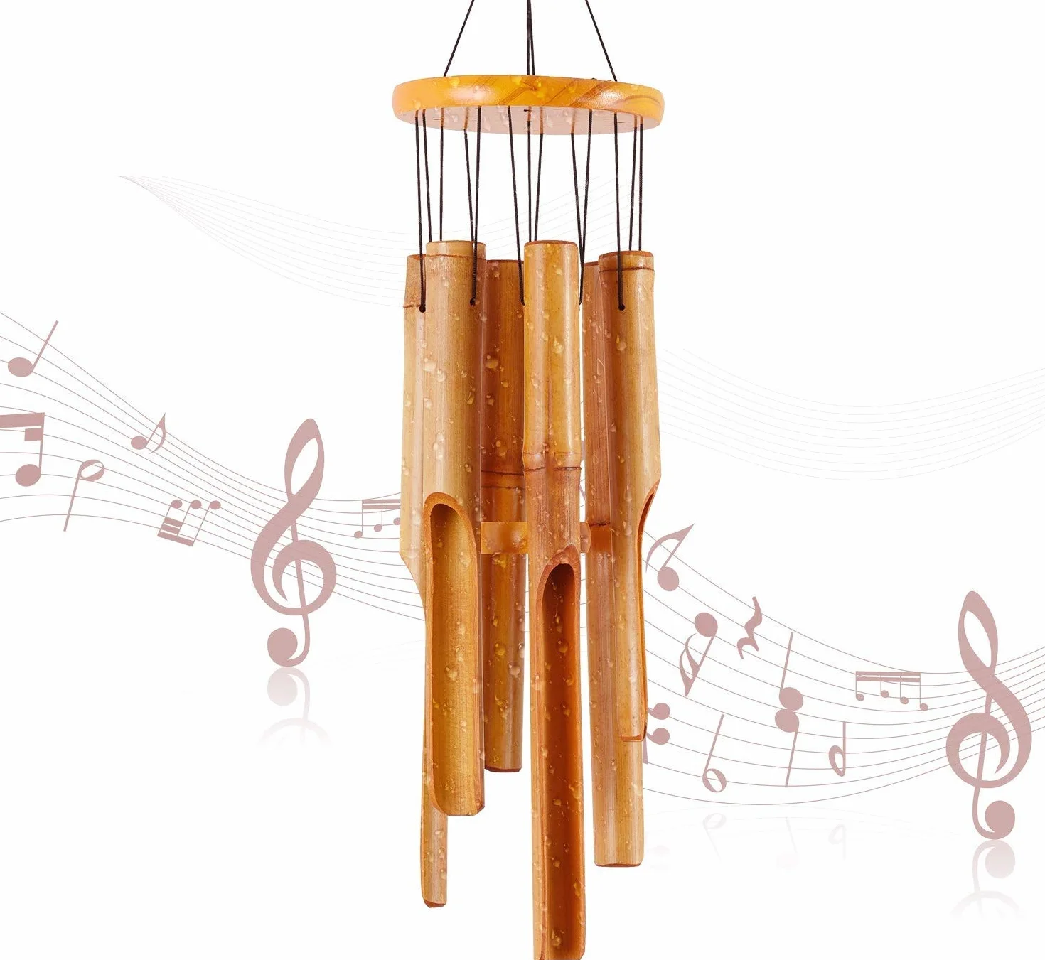 Carillon à vent commémoratif en bambou – Grand carillon à vent en bois pour intérieur et extérieur – Carillon éolien de 81,3 cm pour jardin, cour, terrasse et décoration d'intérieur