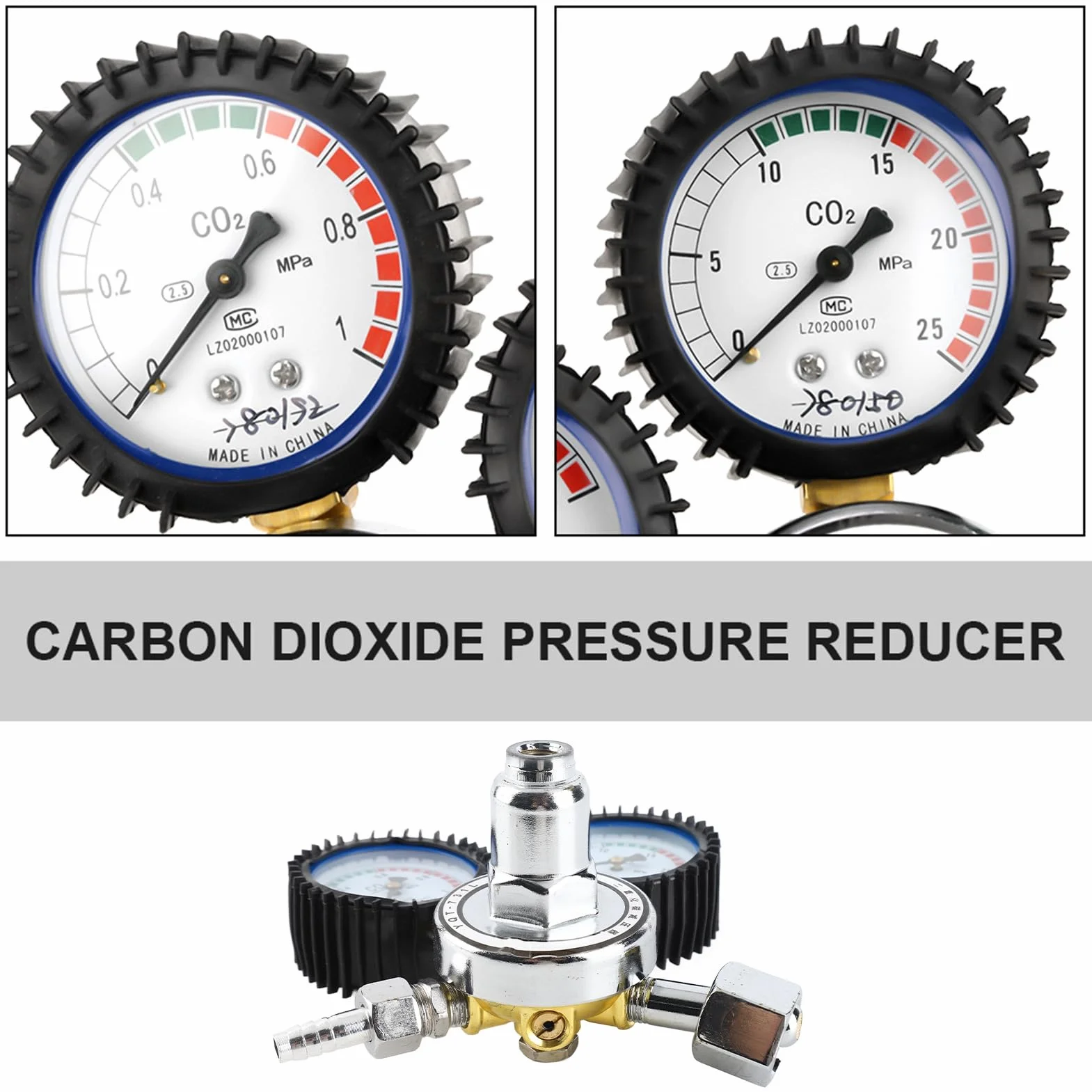 Régulateur de CO2 Double Haute Précision pour Soudure Professionnelle avec Réducteur de Pression, Double Jauge de Contrôle et Soupape de Sécurité pour Bouteilles de Gaz Industrielles