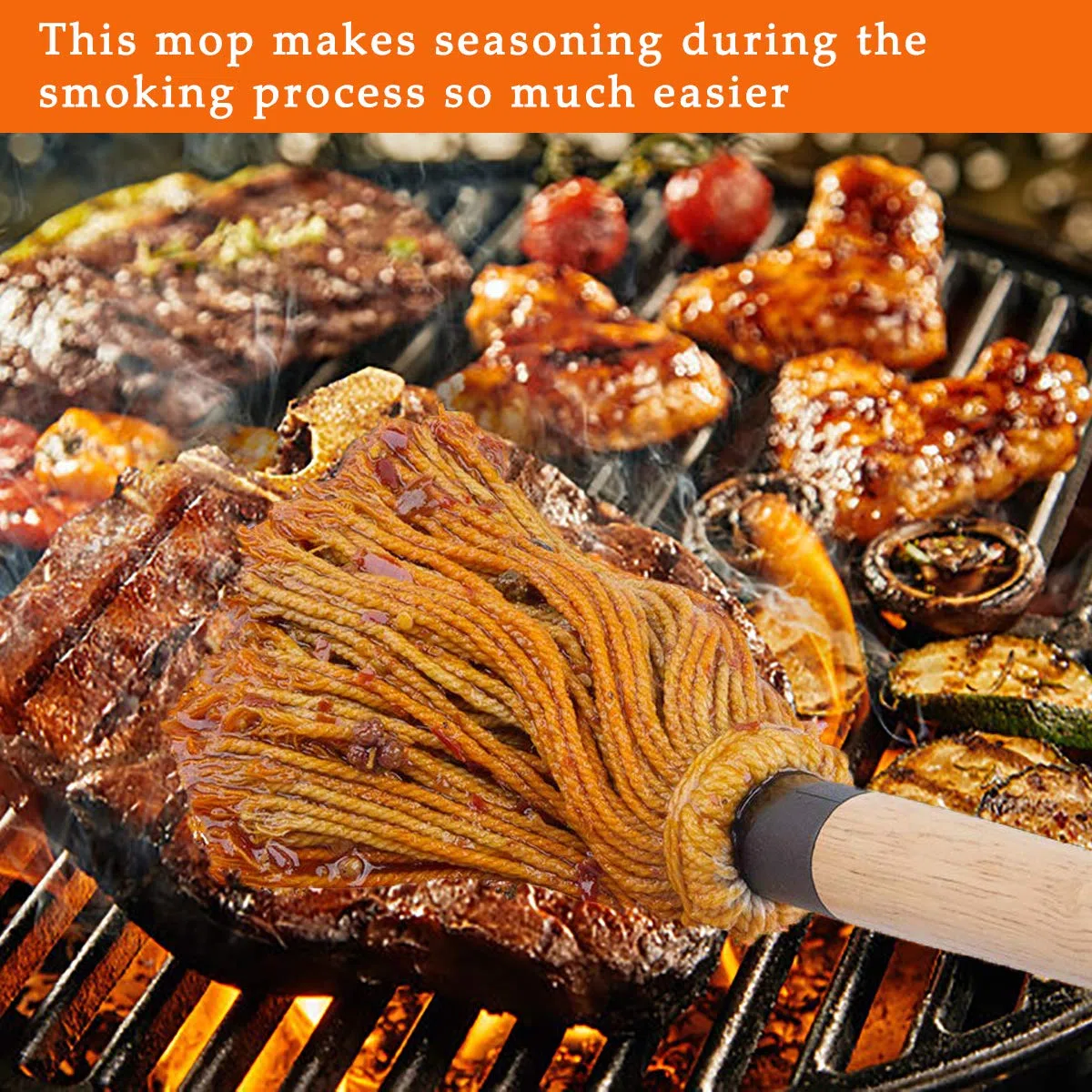 Balai à badigeonner pour barbecue, grand manche de 45,7 cm, pour griller et badigeonner des sauces, griller des aliments