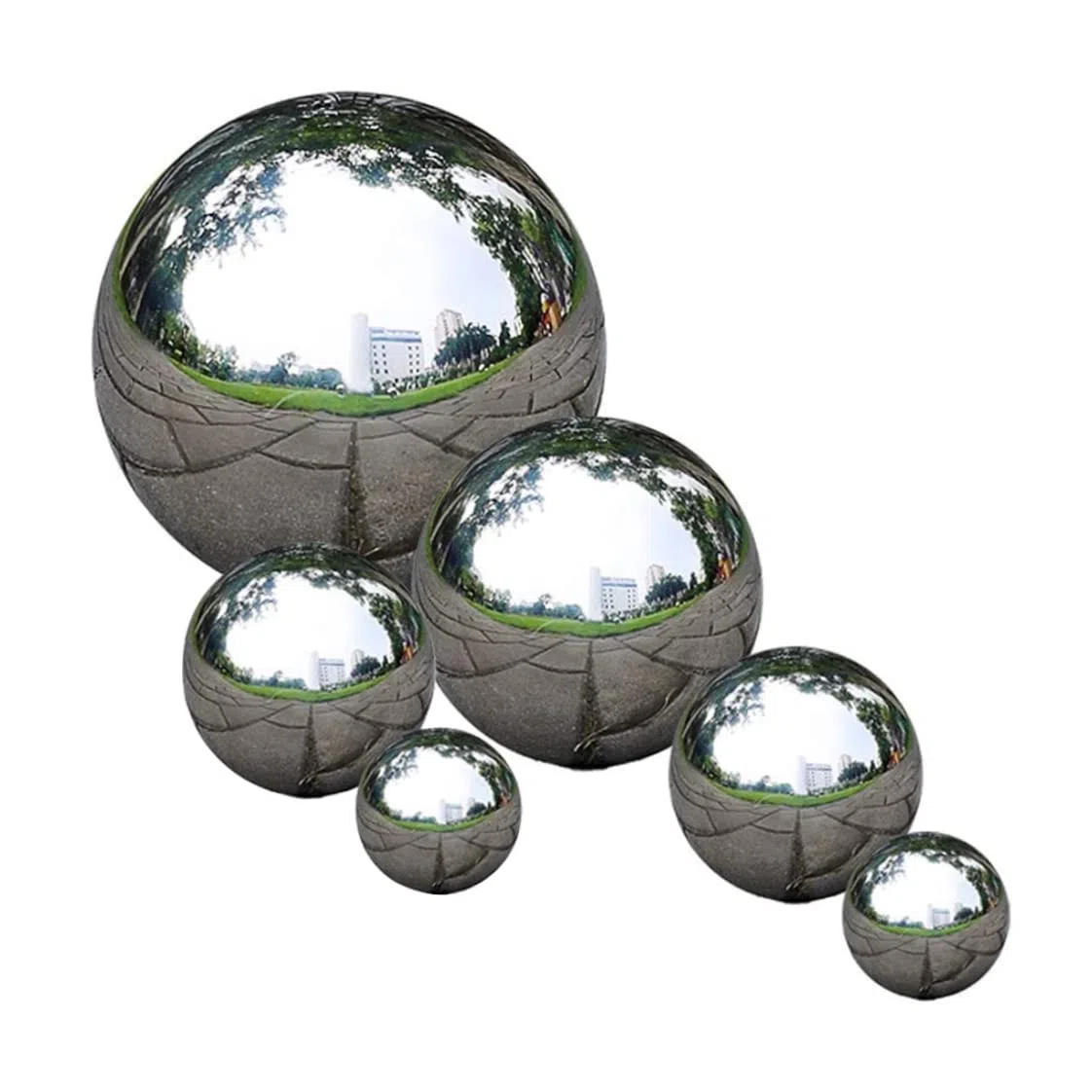 Statues de Jardin, baule à Regard en Acier Inoxydable Miroir de Globe en Acier Inoxydable Miroir polir Boule de Jardin réfléchissant 6 pcs Style 1, Boule Creux