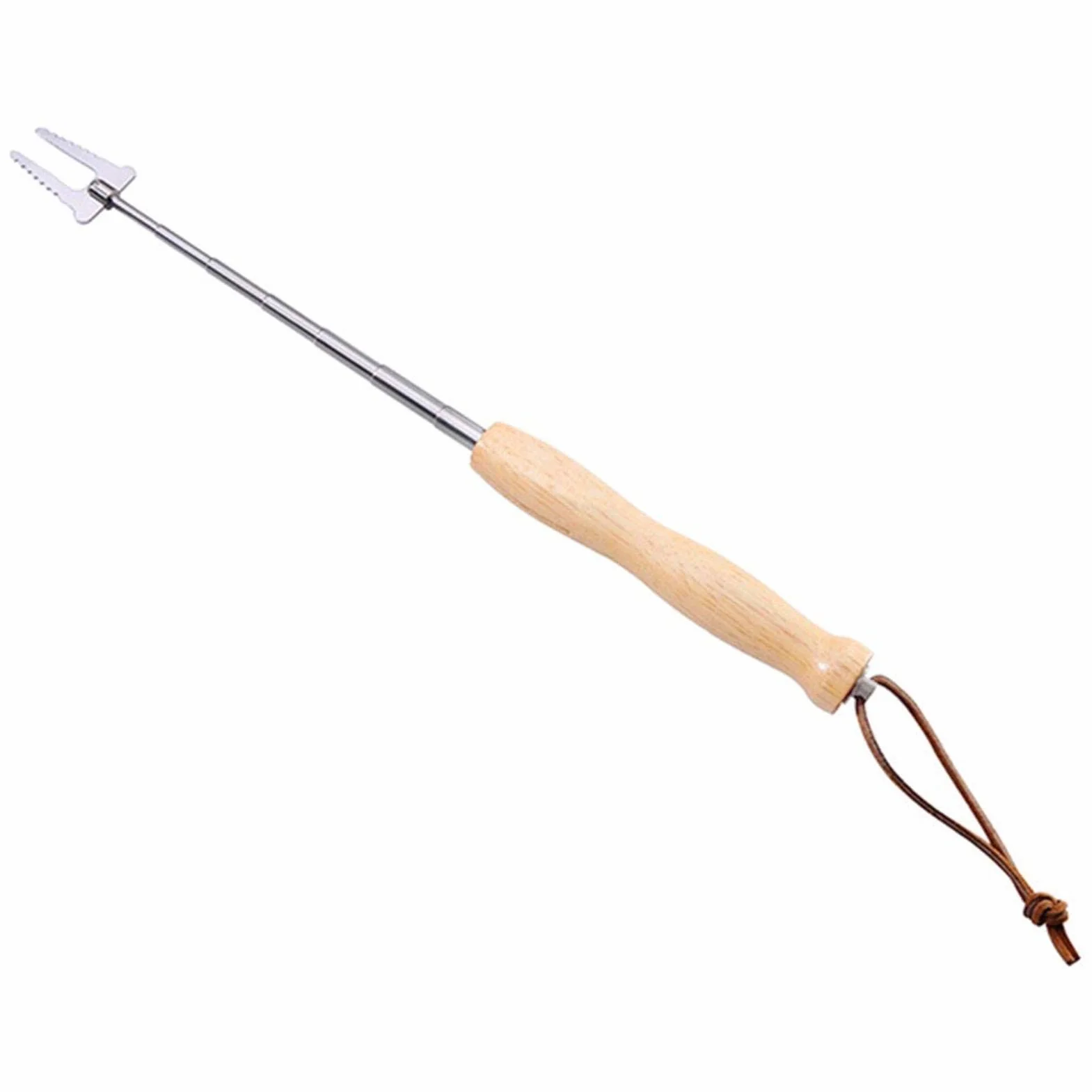 Lot de 4 brochettes à barbecue en acier inoxydable avec manche en bois - Pour barbecue, feu de camp et camping