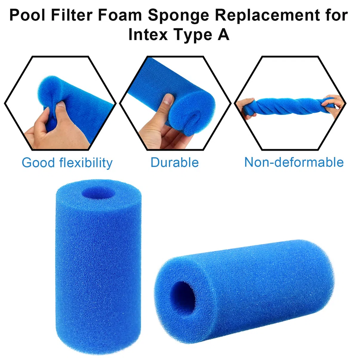 S-Union Éponge Filtrante ,Cartouche Filtres en Mousse RéUtilisable et Lavable, pour Intex Type A Piscine, Aquarium, Spa(6 Pièces)