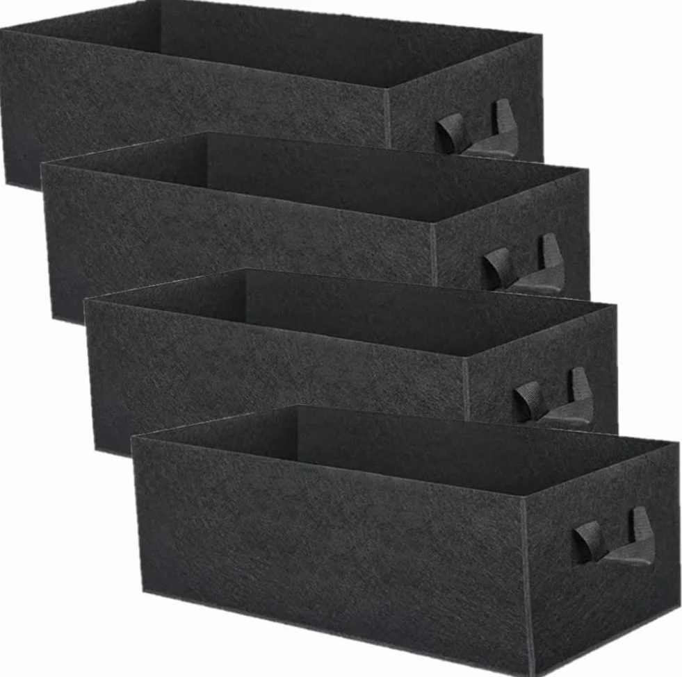 LATERN 4Pcs 8 Gallons Sacs de Culture de Plantes, Rectangulaire Sacs de Culture Respirants en Tissu non Tissé Robuste épaissi Conteneur de Pots de Jardin D'aération de Racine Avec Poignées à Sangles