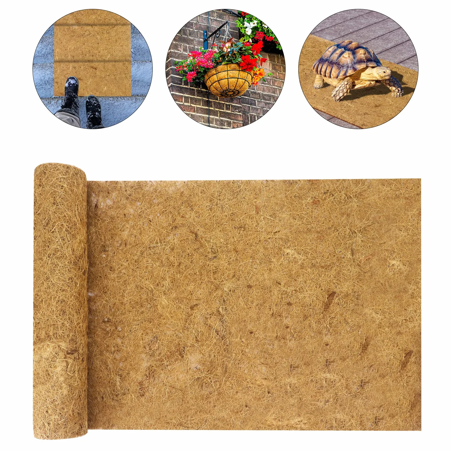 Coco Liner Rouleau de revêtement en Fibre de Coco pour Panier à Suspendre, Remplissage de Pot de Fleurs, Tapis de Culture en Noix de Coco épais pour jardinières,Reptiles (300 x 40 cm)