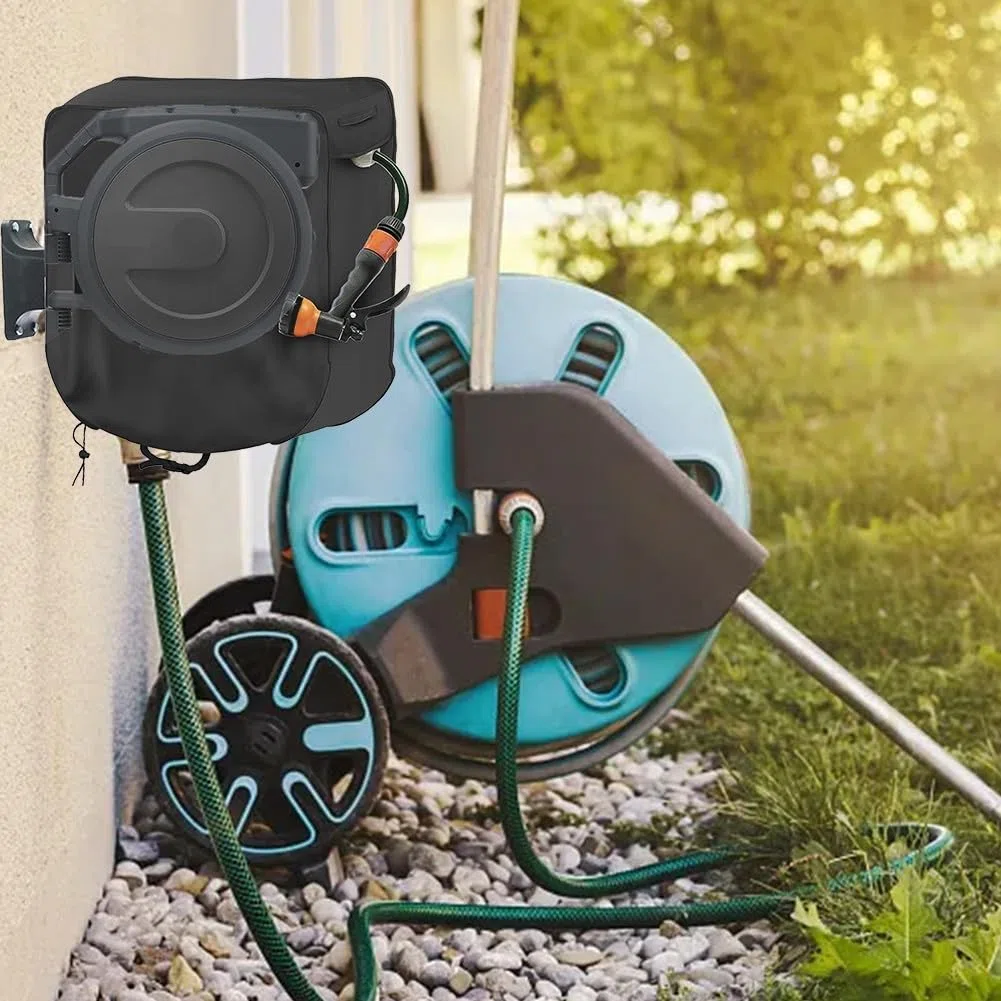Housse de protection murale pour dévidoir de tuyau d'eau, imperméable, écran 420D, carrée, pour votre tuyau d'arrosage et dévidoir 60 x 45 x 60 cm