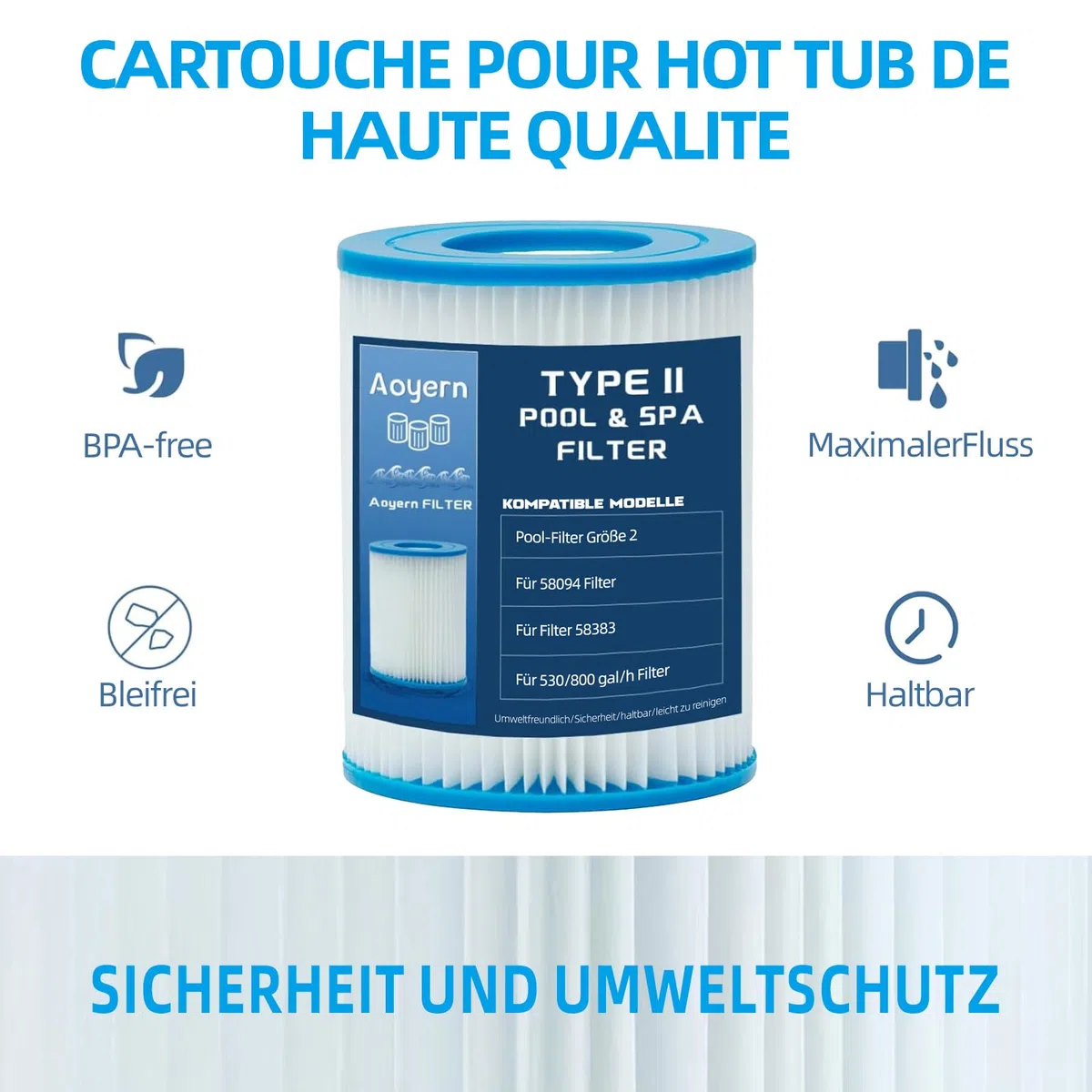 Lot de 4 filtres Taille 2 pour 58383 - pour Filtre de Piscine pour 58383
