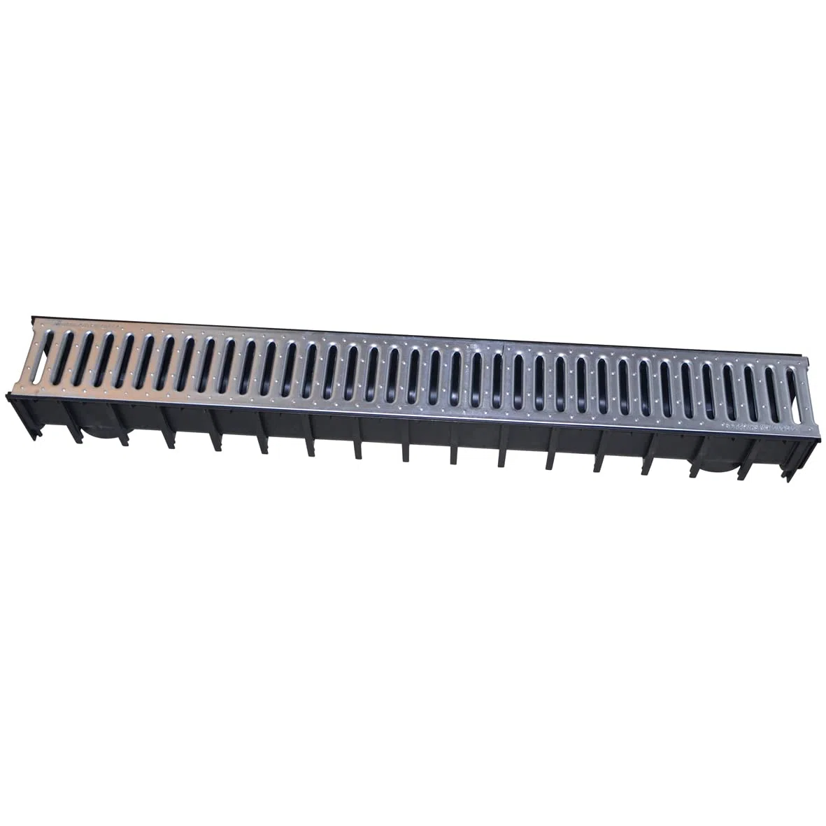 Jardibric - Caniveau Drainage A15 1 m - Grille Acier Galvanisée - Polypropylène - 118 x 118 mm