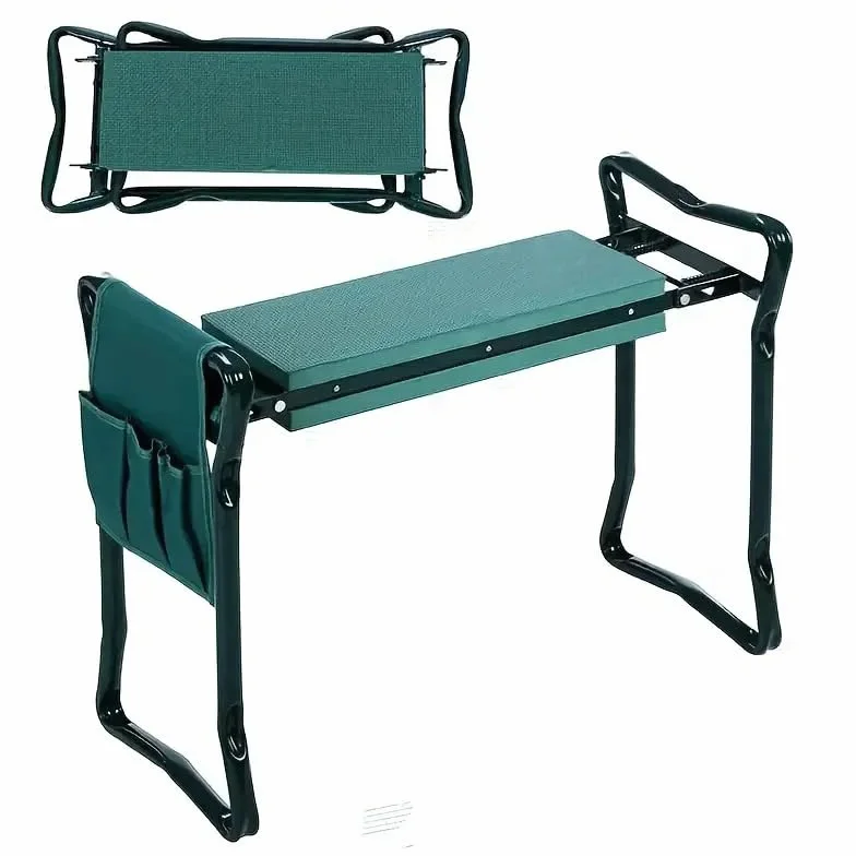 KNEEBENCH Banc de jardin avec coussin de genoux souple pour le jardinage – Tabouret de jardin pliable jusqu'à 170 kg avec 2 poches à outils – Chaise de jardin pour s'agenouiller et s'asseoir