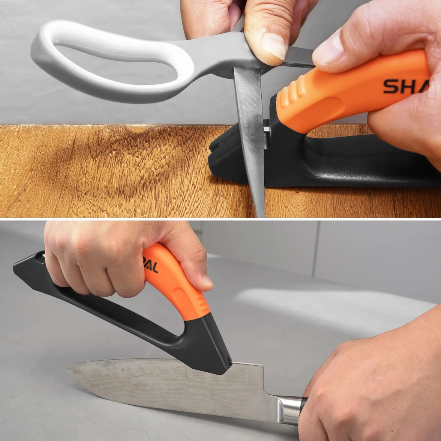 Sharpal 112N Aiguiseur de haches et de couteaux 3 en 1 pour outils de jardin, couteaux, hache, machette, tondeuse à gazon, ciseaux, acier au tungstène pour meulage grossier, céramique pour la finition