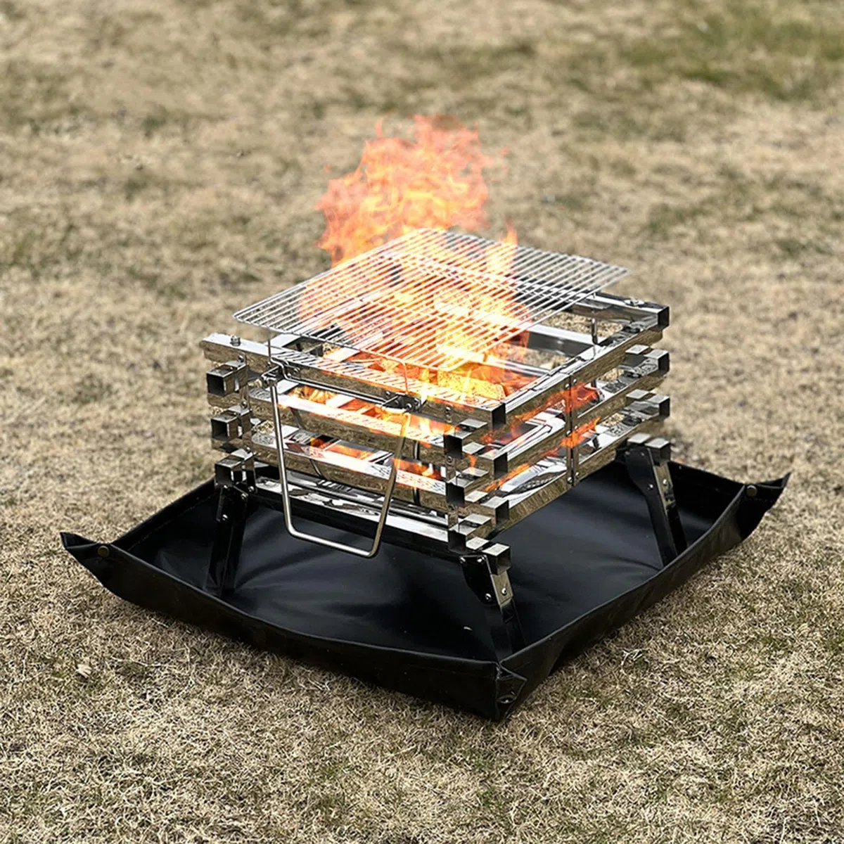 Fire Pit Mat, Fireproof Grill Mat, Camping Fire Pit Pad, Outdoor Stove Mat, Fire Pit Protection Mat, Silicone Grill Mat, Patio Fire Pit Mat, Tapis de grille, tapis de feu Foldable