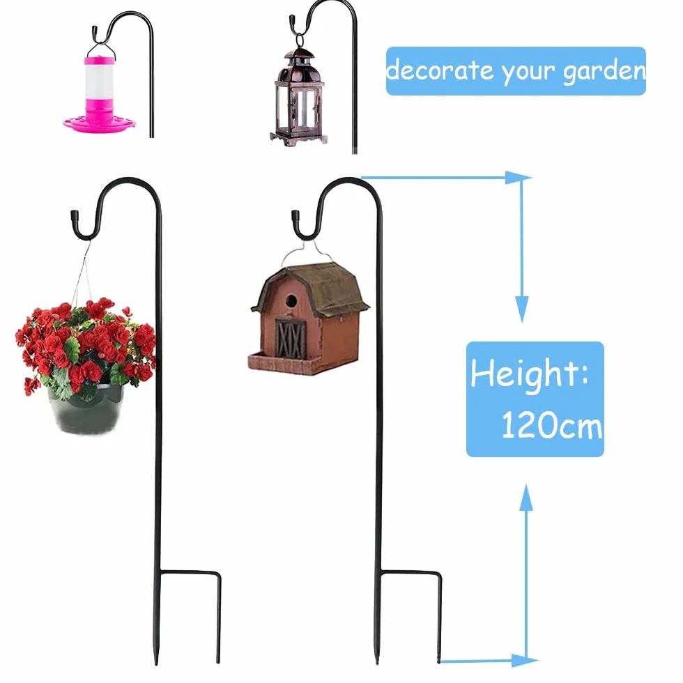 Crochets de Berger,4pcs 120cm Berger Crochet de Jardin, Crochets en Métal pour suspendre Nichoir, LumiÈRes de Noël, Boules de Fleurs et Décorations de Mariage