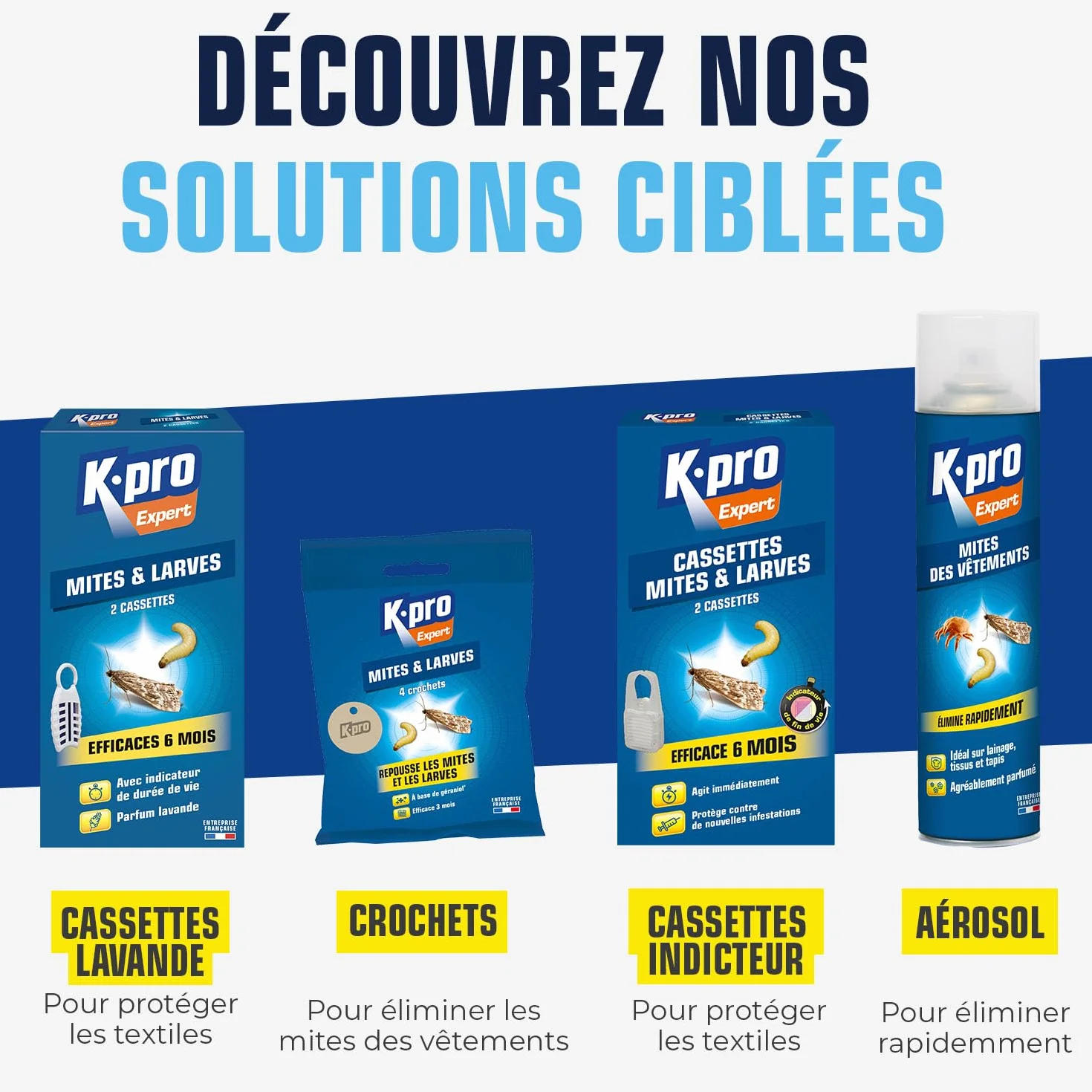 K.Pro Expert - 2 Cassettes Anti-Mites & Larves-Témoin de Durée de Vie -Anti-Mites Vestimentaires-Action Immédiate-Efficace 6 Mois -Protège Contre de Nouvelles Infestations -Technique Professionnelle-