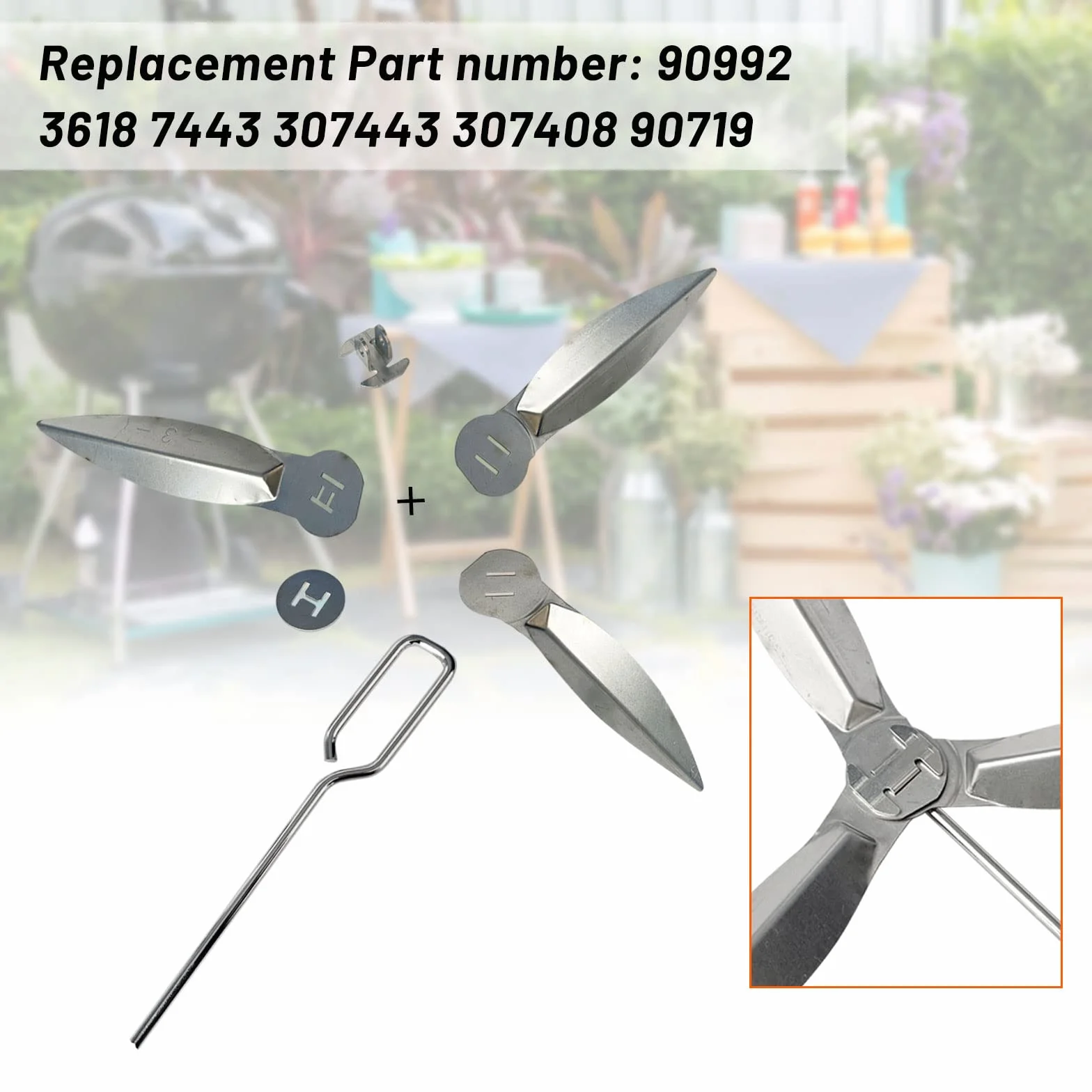 Kit de Nettoyage One-Touch de 46,7 cm, 2 grilles pour Barbecue Weber 90992 3618 7443 307443 307408 90719 Pièce de Rechange 7444 Kit de Nettoyage One Touch