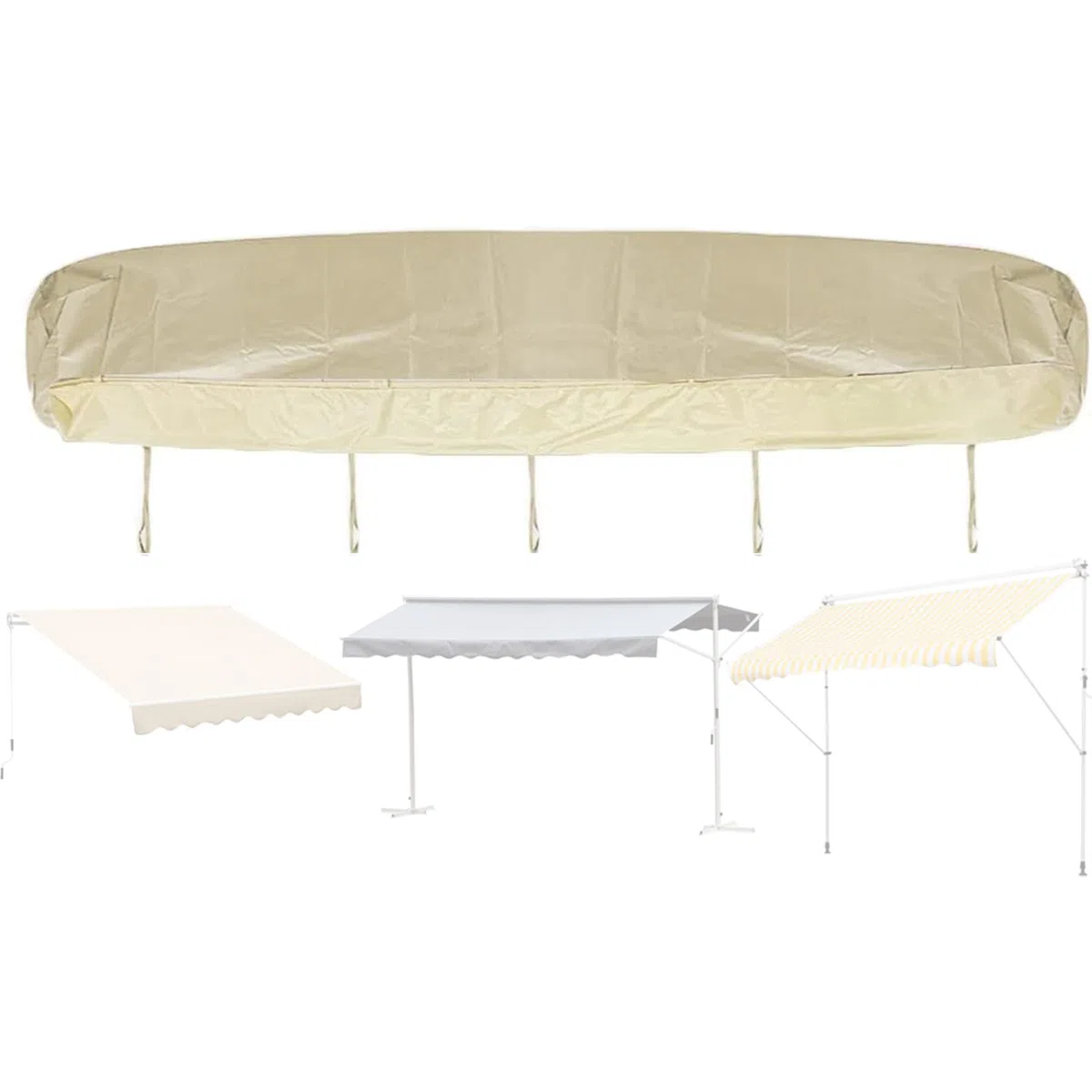 Housse De Protection pour Auvent de Jardin, Housse de Protection pour Store Banne Manuel Rétractable pour Terrasse, Anti-poussière Étanche Contre la Neige et la Pluie (4m,Beige)