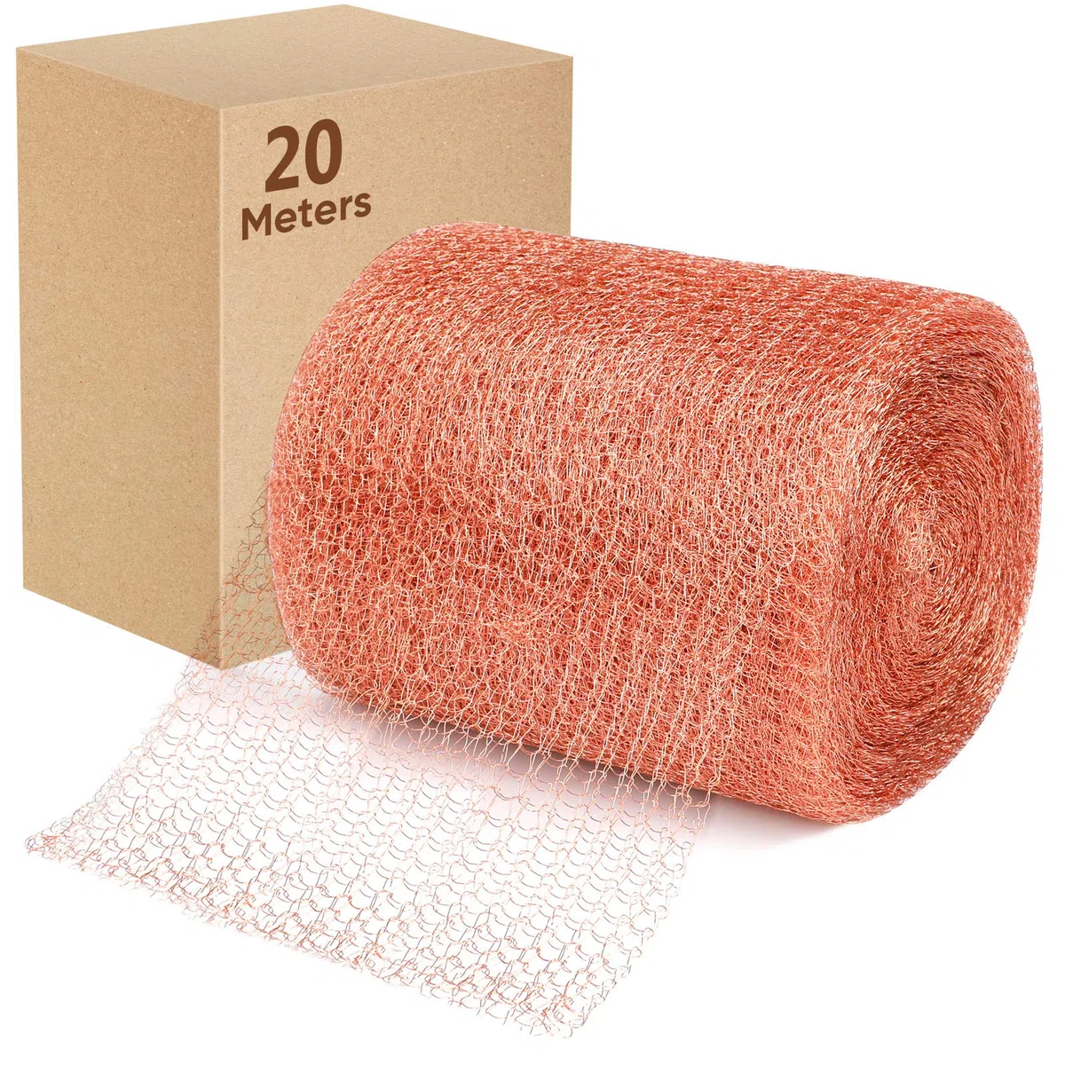 Filet en cuivre, 12,5 cm * 20m,filet en cuivre pur à 100%, treillis en cuivre roulé, bloqueur d'écart pour la construction de trous, protection des semis et des graines,remplissage du tissu vous-même