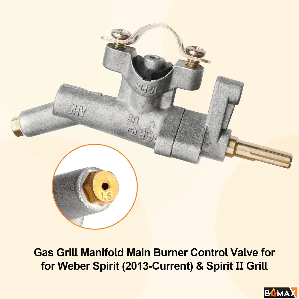 Vanne de commande de brûleur principal pour barbecue à gaz Weber Spirit E-210, E-310, E-315, pour barbecue à gaz Weber Spirit (2013-actuel) et Spirit II, gaz naturel (NG)