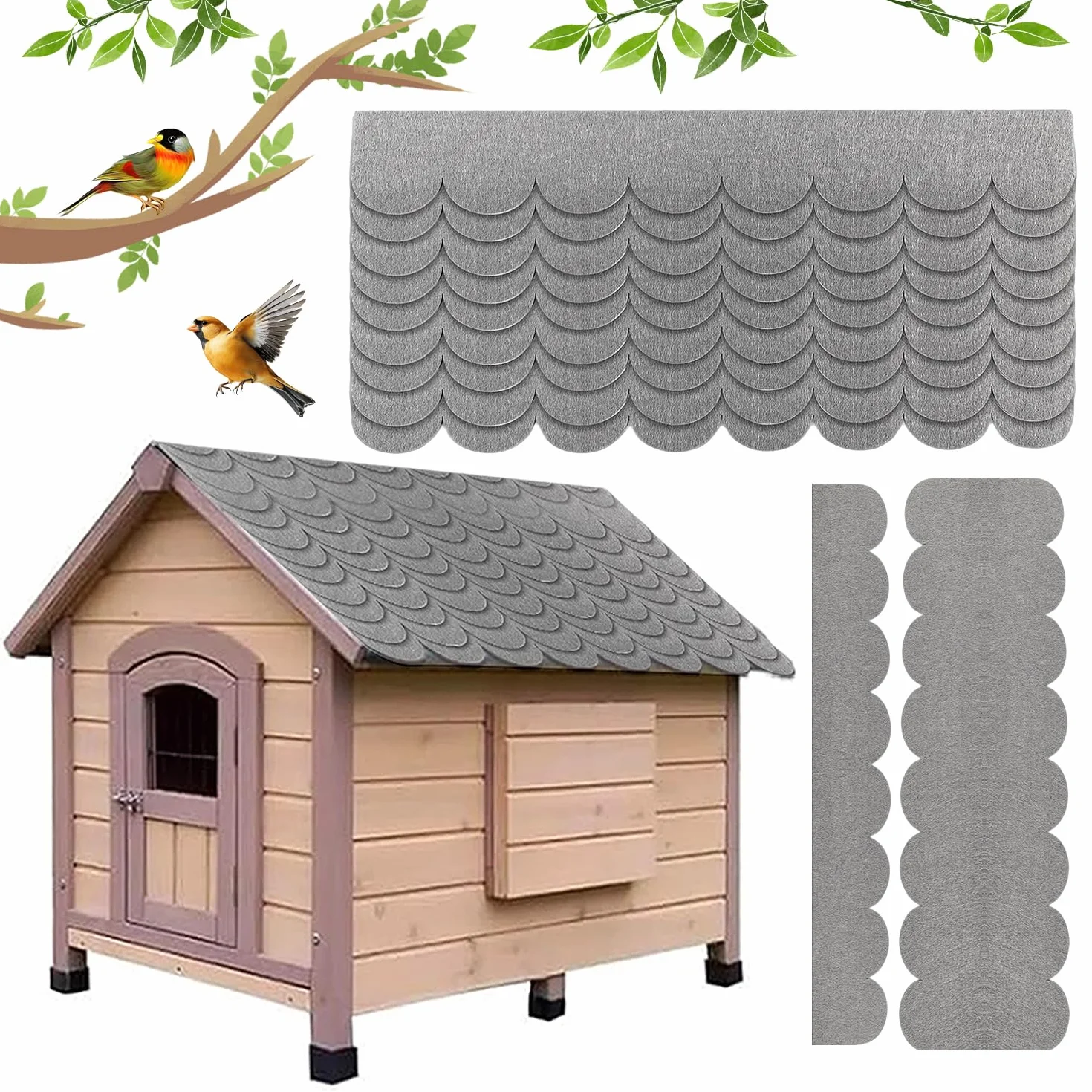 Mini Bardeaux de Toit Auto-adhésifs, 32 Pcs Feutre De Toiture Autocollant, Bardeau de Toit Auto-Adhésif, Mini Tuiles de Toiture pour Abri de Jardin, Bardeau Toit Imperméabilité pour Toits de Nichoirs
