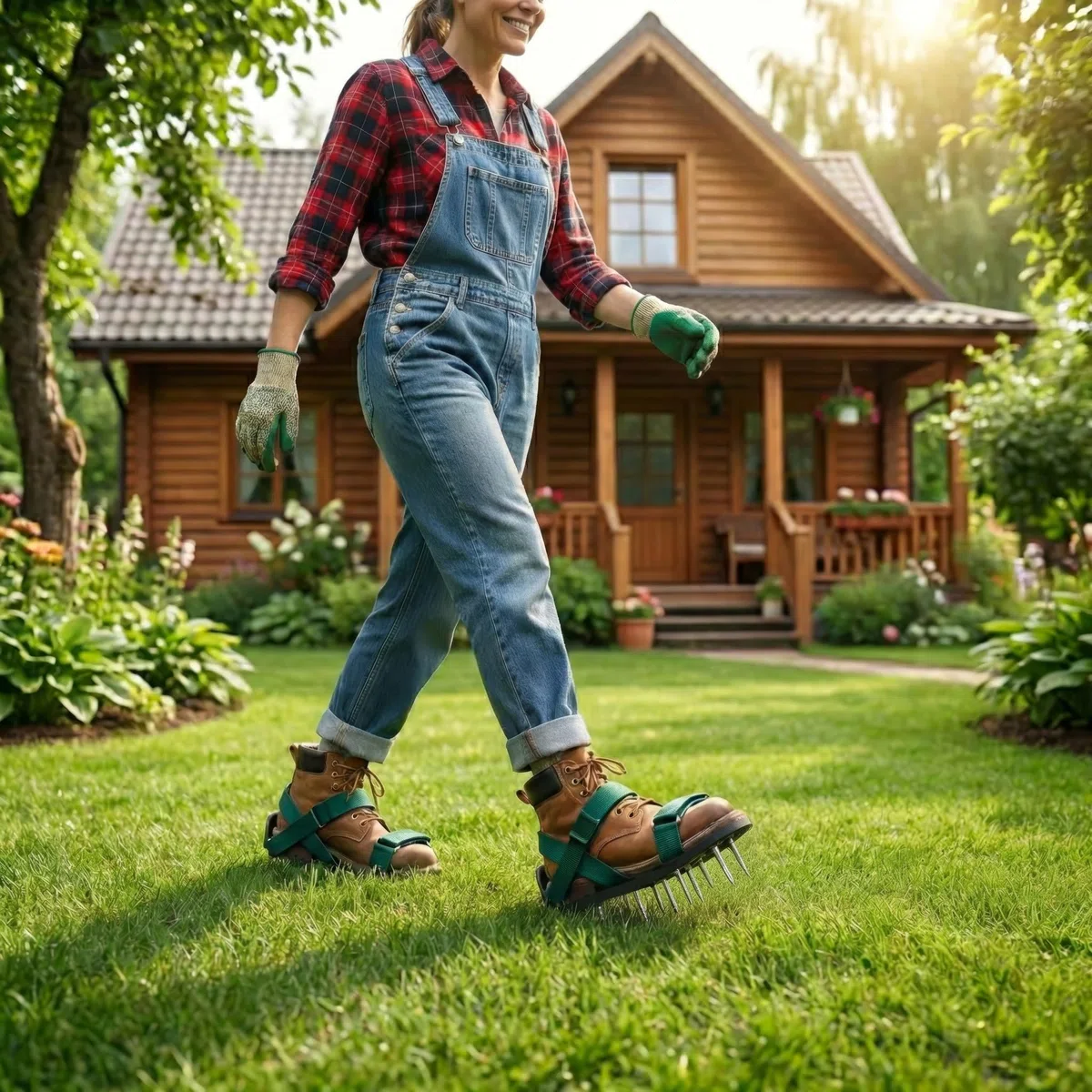 Sillar Chaussures à Clous avec Fermeture Réglable, Scarificateur Gazon 2 en 1 avec Pointes 55 mm et 40 mm, Durables pour Jardin, Sol, Pelouse, Chape et Revêtement, Pointures 37-48