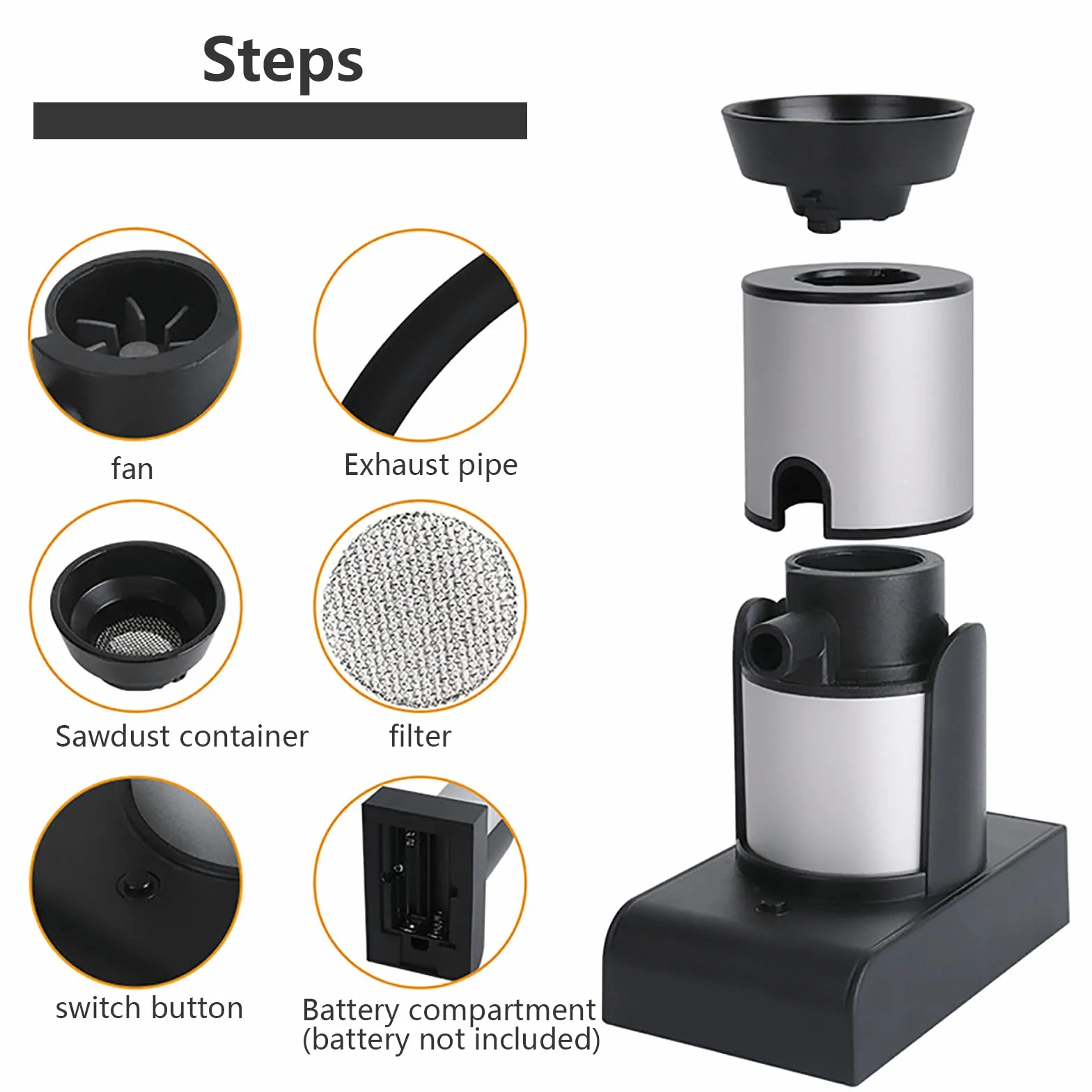 WANGCL Pistolet à Fumer Portable Bois Cocktail Fumeur Poche Nourriture Cuisine infuseur de fumée pour Viande Poisson légumes Soupe Sauces Desserts