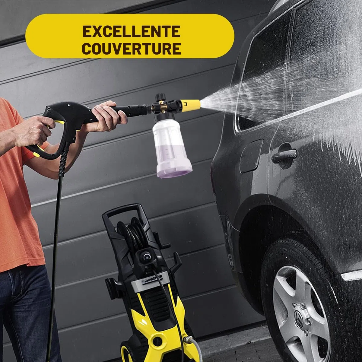 OHAYORI Lance à mousse neige pour nettoyeur haute pression Karcher K2 K3 K4 K5 K6 K7, buse de rechange améliorée, connexion et alimentation, distributeur de savon épais, buse de pulvérisation réglable
