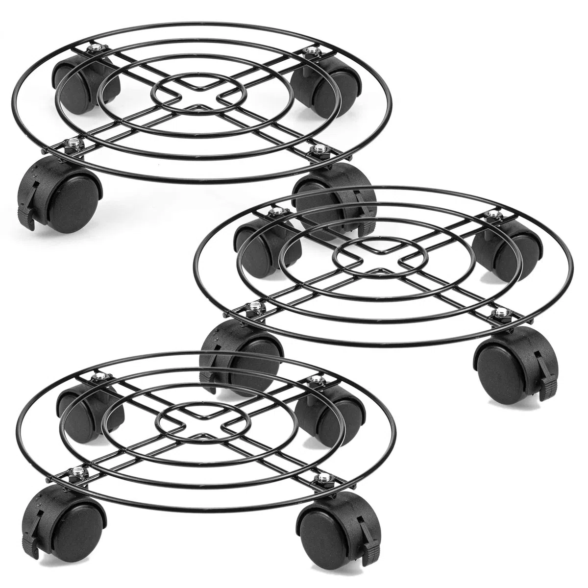 Tosnail 3Pcs Chariot de Plantes métal avec roulettes, 26.6 cm, Porte Plante pour l'intérieur, Support Roulant de Pot, Capacité de Charge 40 kg