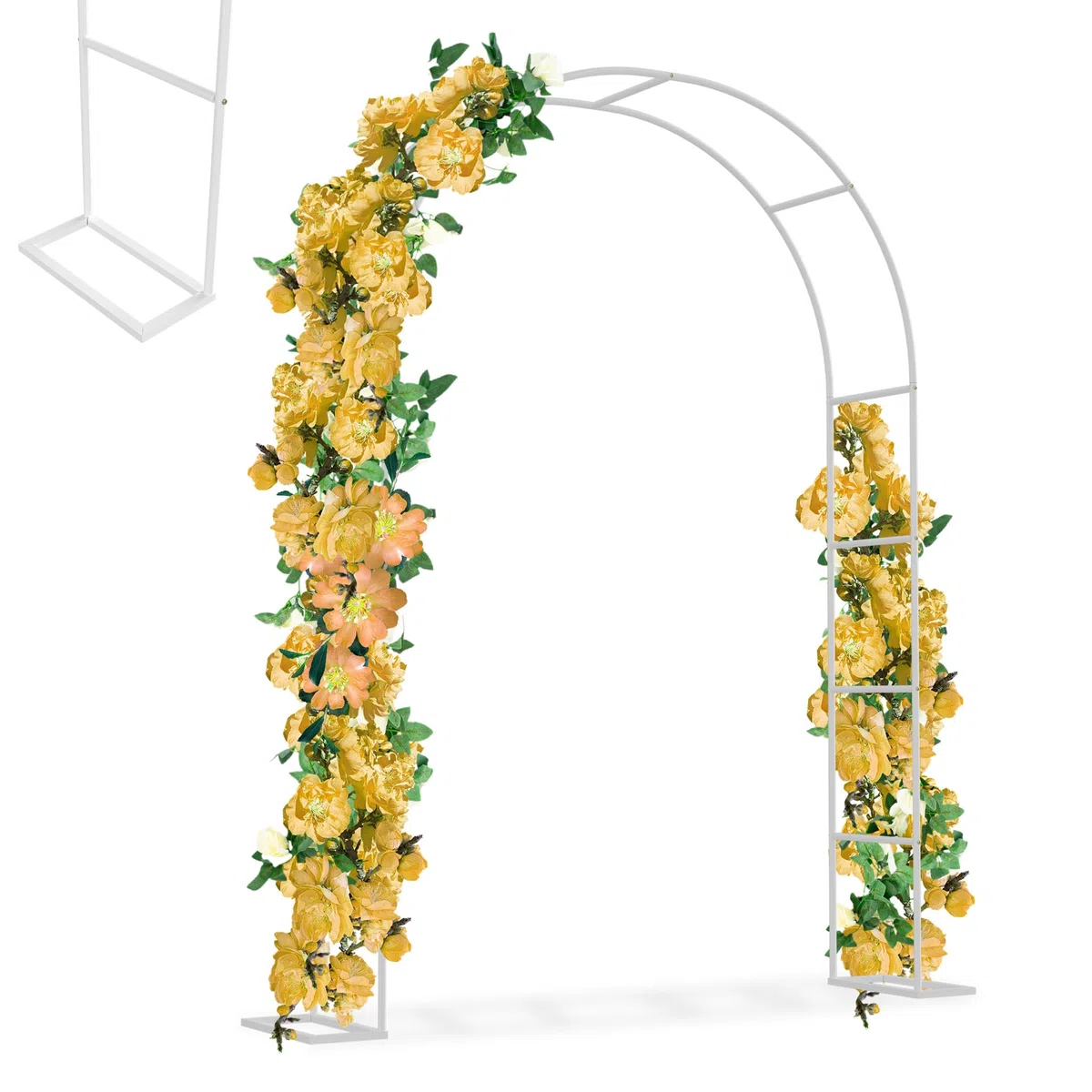 XMTECH Arche de jardin en métal - 192 x 38 x 240 cm - Arche stable avec plaques de sol - Tuteur pour plantes grimpantes - Pour jardin, mariage et célébrations - Résistant aux intempéries - Blanc