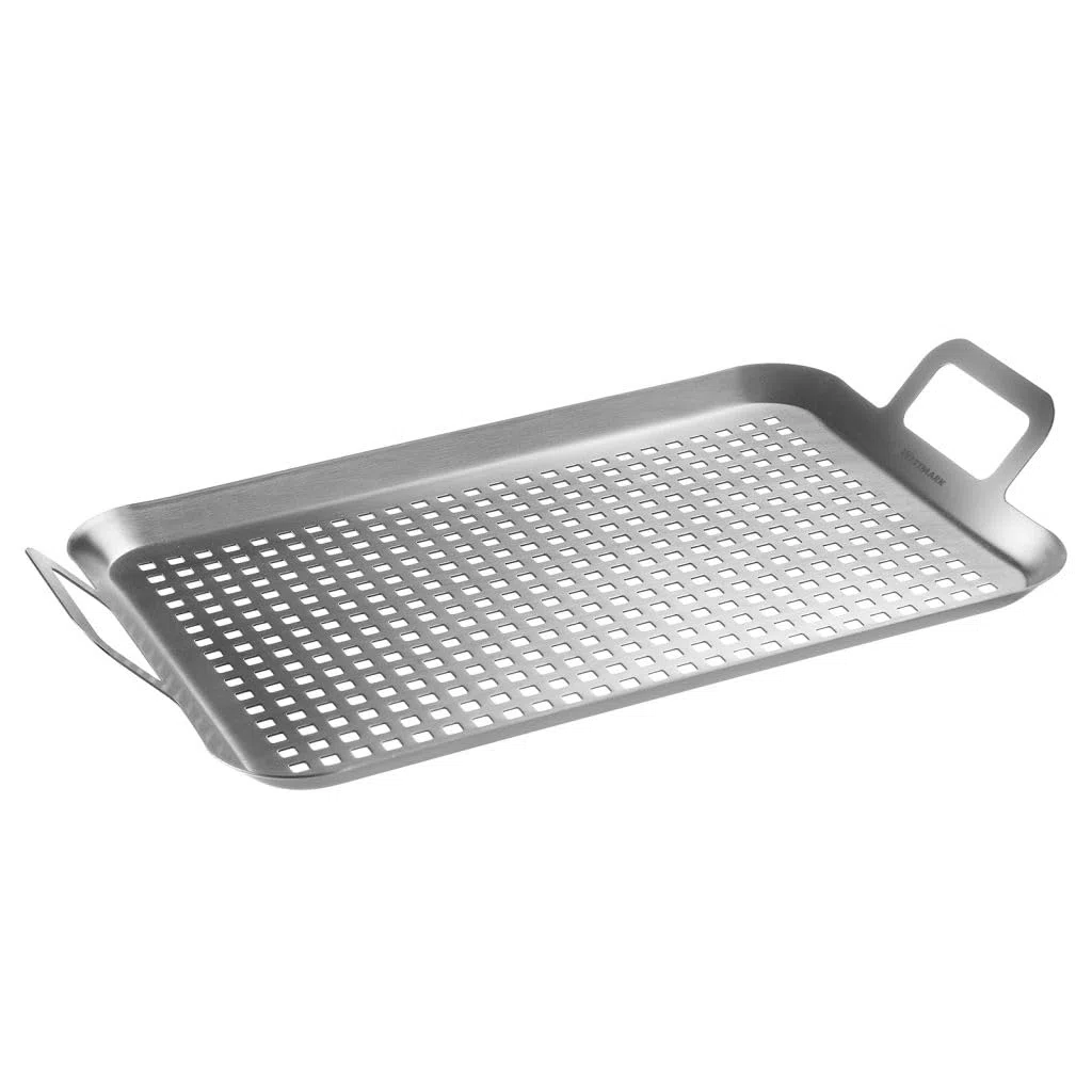 Westmark Poêle grill plate & grande - Pratique pour griller légumes, viandes et autres friandises, durable, passe au lave-vaisselle - Acier inoxydable