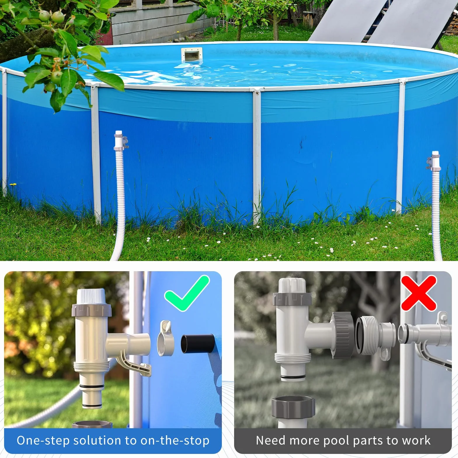 Vanne D'arrêt Pour Piscine Avec Raccord De Tuyau De 32mm 38mm, Robinet D'arrêt Pour Piscine Avec 2 Colliers De Serrage Rechange, Double Split Tuyau Valve Plunger Accessoires De Piscine (lot de 2)