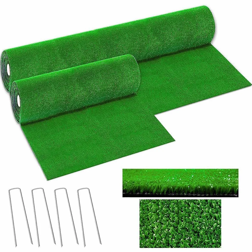 Tapis de gazon artificiel vert de 2 m x 1 m, gazon synthétique pour intérieur ou extérieur, jardin, terrasse, pelouse