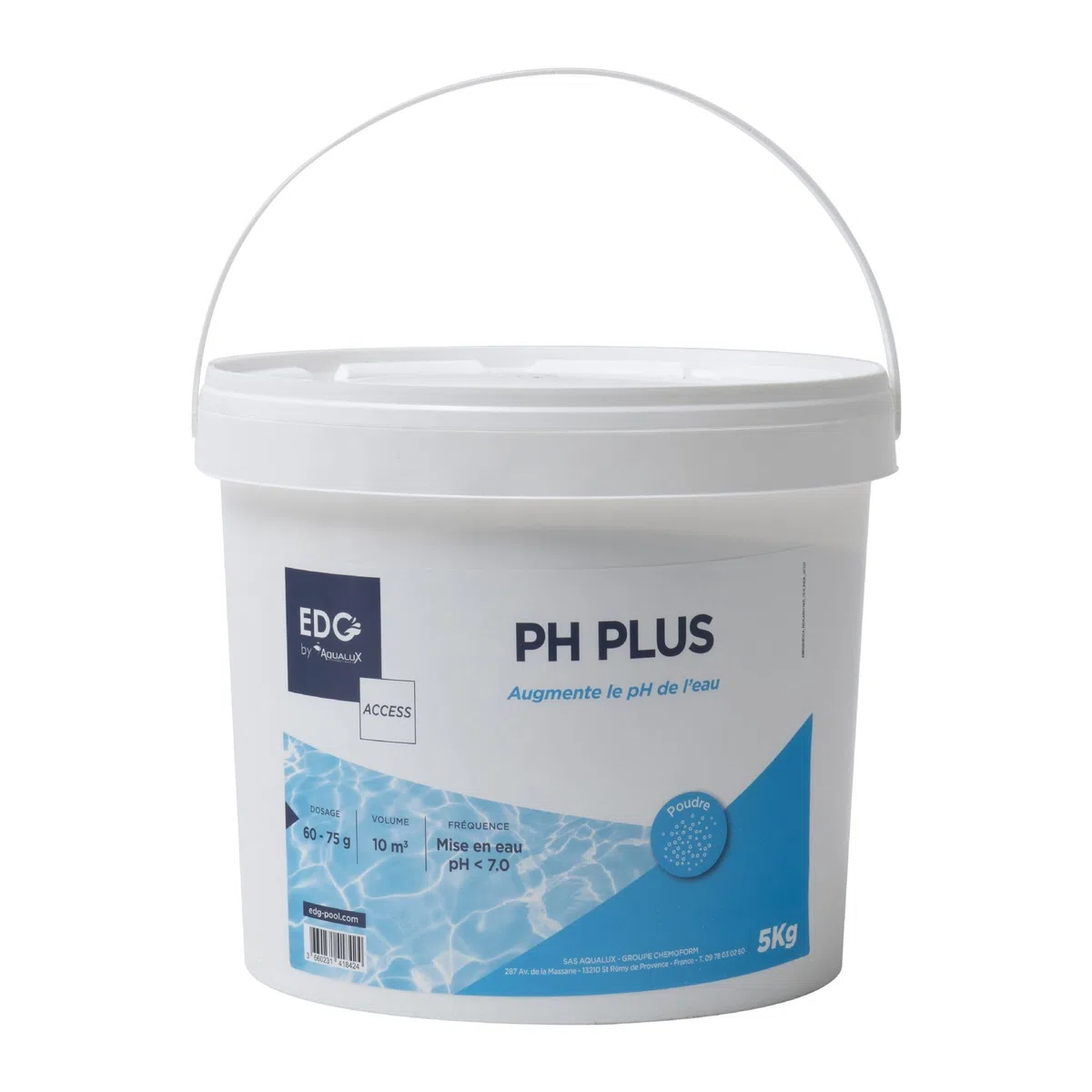 EDG - PH Plus Piscine - Augmente Le pH- Améliore Le Confort de Baignade et la Qualité de l'eau - Haute Concentration - Poudre - Seau 5kg - Gamme Traitement Et Accessoires Piscine EDG Access