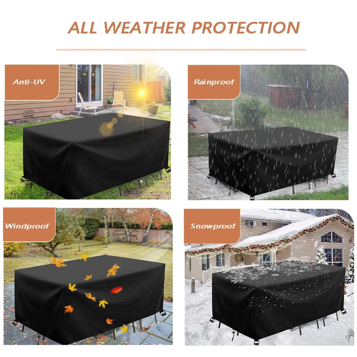 Bache Table Exterieur 160x110x80cm/LxWxH Housse de Table Jardin Imperméable,Housse de Protection Bâche Salon de Jardin Exterieur, Anti-UV 600D Tissu Oxford avec Boucles Et Cordon De Serrage