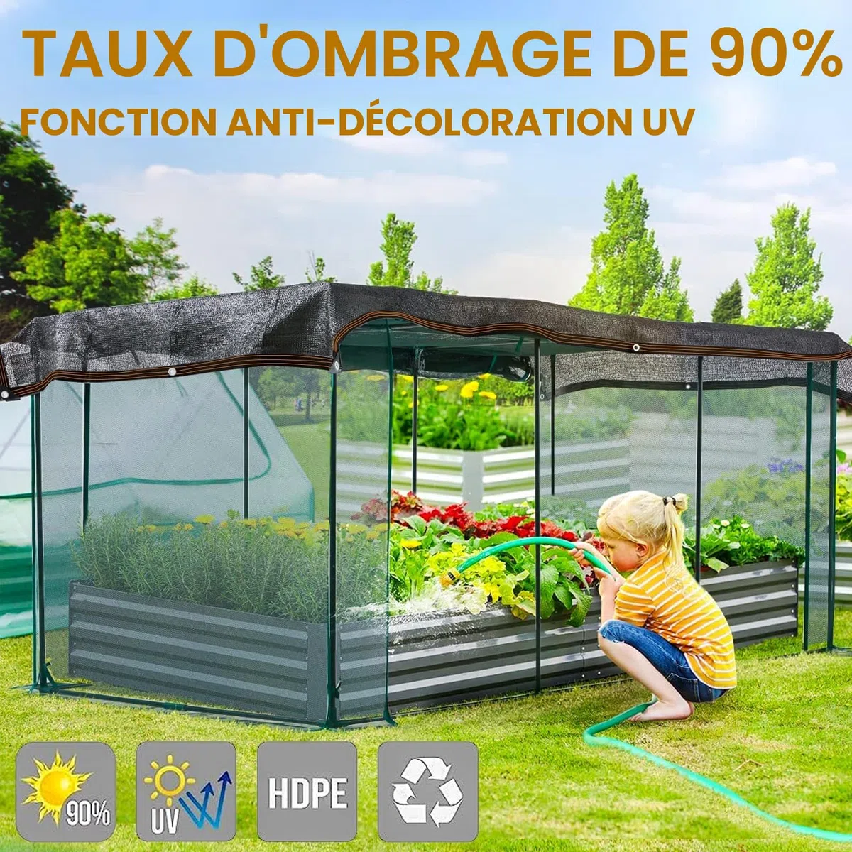 Filet D'Ombrage, Renforce ÉPaissir Toile D'Ombrage, 80% à 90% Filet Protection Solaire, Voile Ombrage pour La Couverture VéGéTale Serre Pergola Jardin Abri D'auto Pet House Lawn Patio, 2x3m