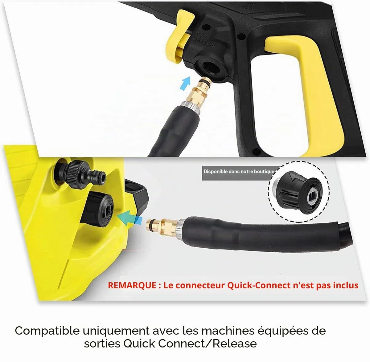 YUET 5M Tuyau de Rechange de Nettoyeur Haute Pression Pour Karcher K2 K3 K4 K5 K6 K7 Rallonge Flexible Connecteur Rapide avec Embouts en Laiton Tuyau d'extension
