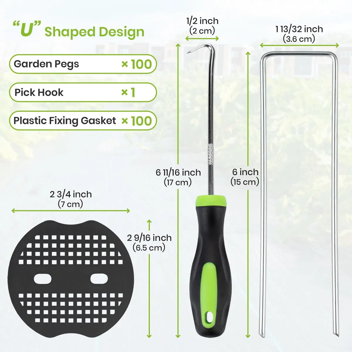 Velway 100 Piquets de Jardin avec 100 Rondelles - Piquets de Fixation en Acier Galvanisé pour Toiles de Paillages et de Jardinage, Grillage et Filets - 150x36mm Ø 3mm