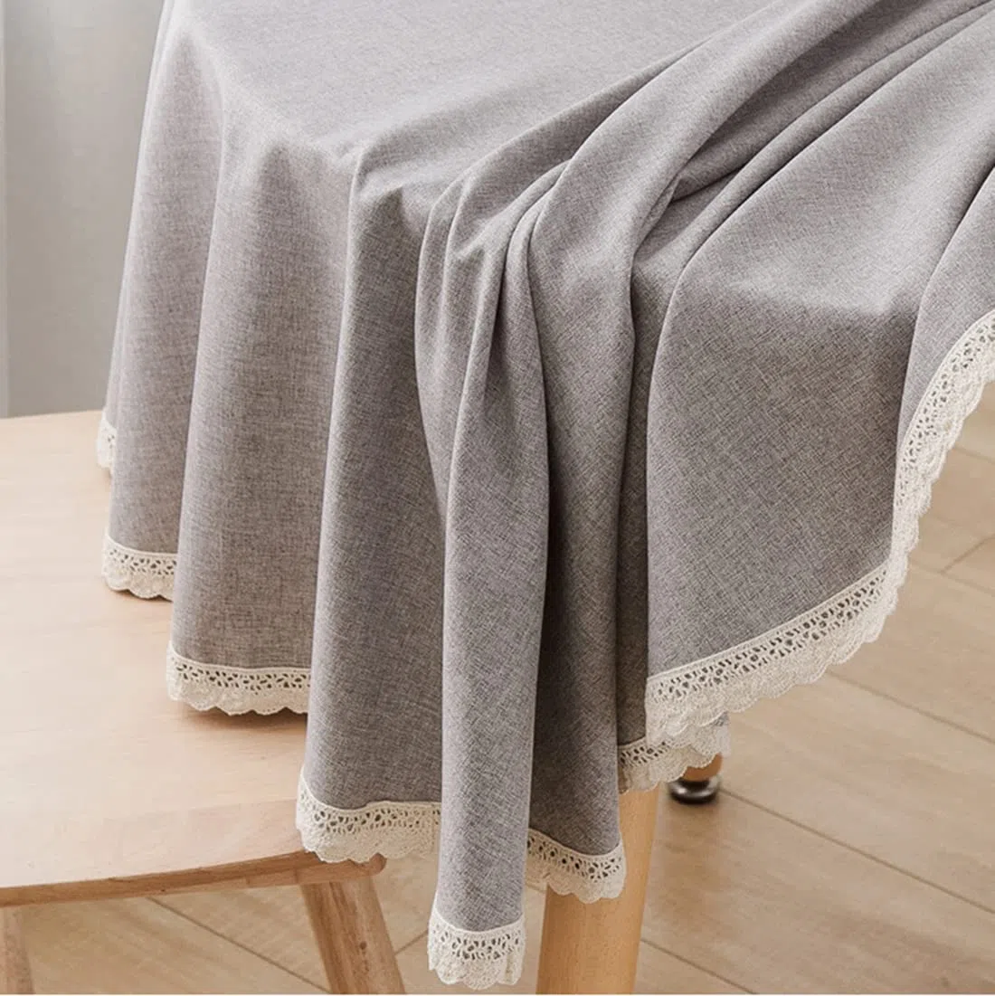 Coton et Lin Nappe Ronde en Lavable Machine Diamètre 90cm-280cm Hôtels Restaurants Conférences Evénements et Fêtes Nappes Gris Clair Diamètre 160cm