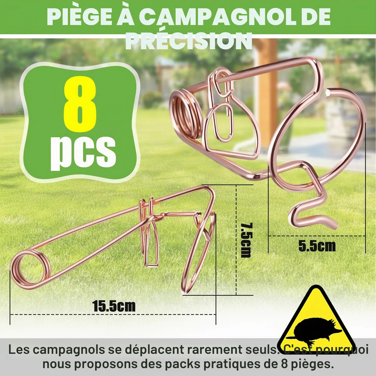 Enhon 8 Pièces Professionnel pour Campagnols Et Taupes, Pièges pour Campagnols en Fil d'acier Cuivré, sans Poison - Aucun Appât Nécessaire, Efficace Contre Les Et Les Taupes dans Le Jardin