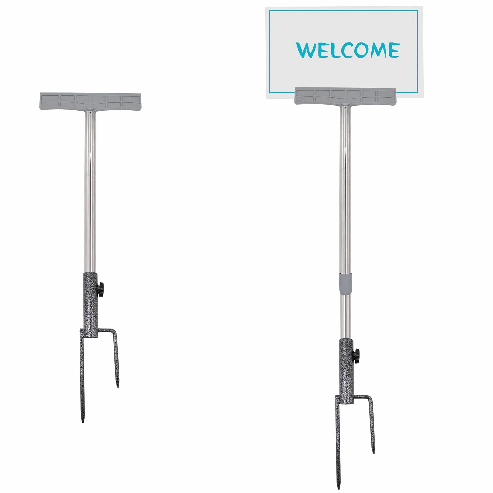 Lot de 2 piquets de signalisation pour panneaux avec piquet en métal pour panneaux de jardin - Support télescopique de 52 à 78 cm - Pour jardin, cour, pelouse