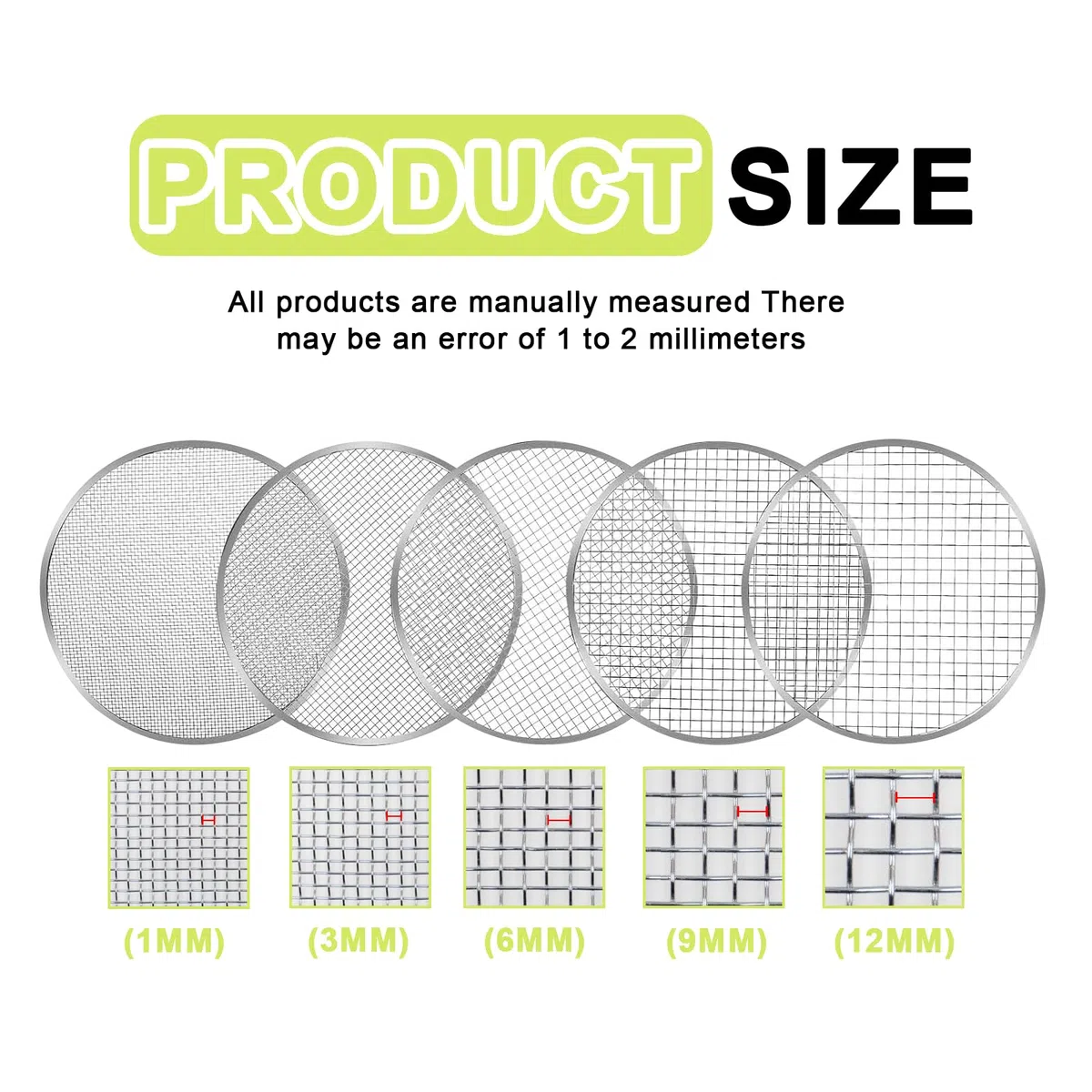 Tamis De Jardin Rond 25cm Tamis De Jardin en Acier Inoxydable, 5en1 Tamis Jardin avec 5 Tamis Interchangeables Ø 1,3,6,9,12 Mm Tamis À Compost pour Terre, Compost, Semences, Sable