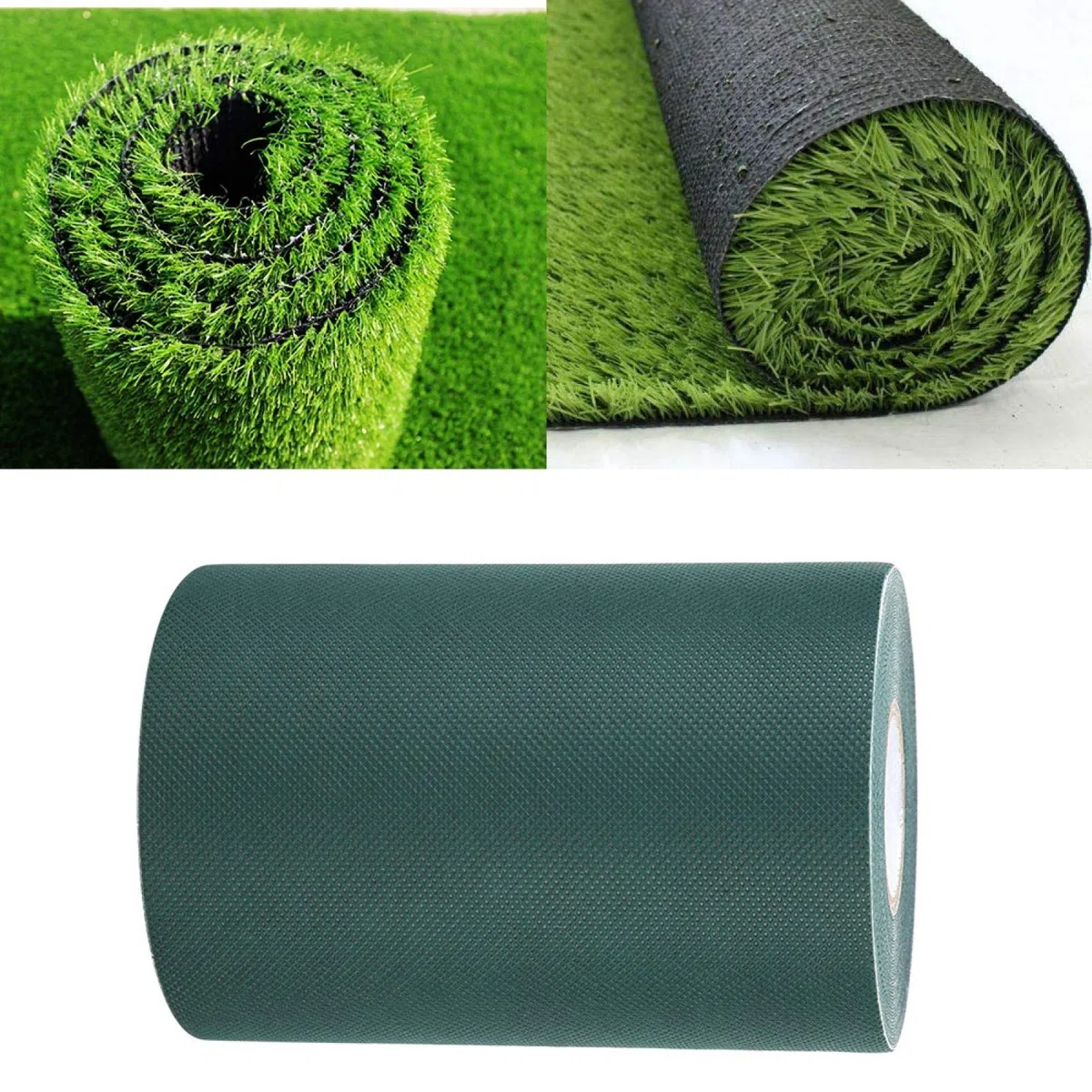 Tyenaza Adhésif de Gazon Artificiel de Bande d'herbe pour Les Sections de Couture de Bande synthétique de Bande de pelouse de Tapis d'herbe de Bande adhésive d'herbe 2 Couleurs 150mm * 10m(Vert)