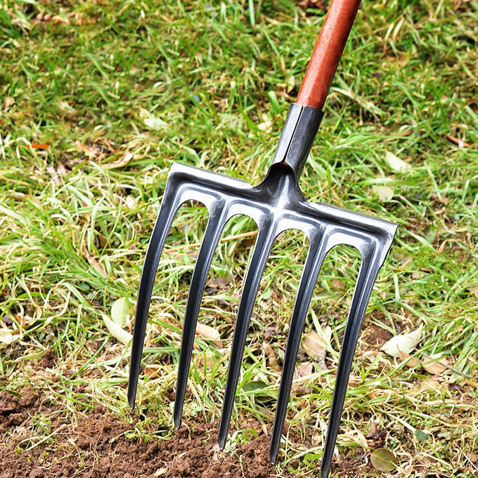 Fourche à creuser, outil de jardin en acier au carbone, fourche à bêcher, équipement de jardinage pratique (UN)