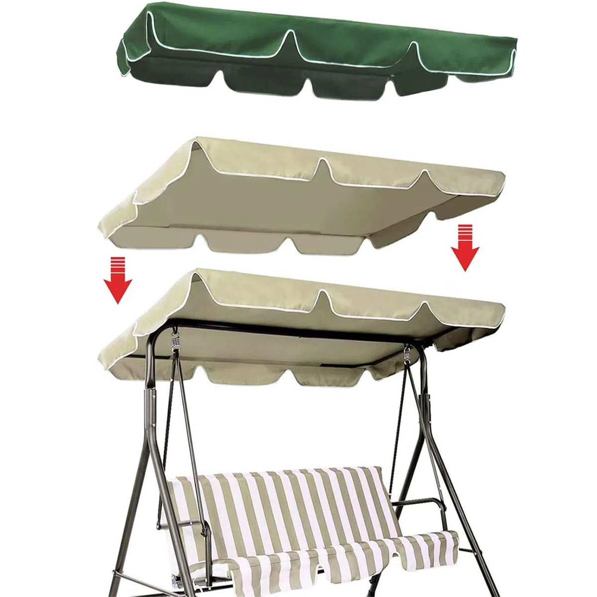 Générique Toit de Rechange pour Balancelle de Jardin Imperméables Balançoire de Jardin Auvent Pivotant Coupe Vent Toile de Rechange pour Balancelle Jardin Exterieur